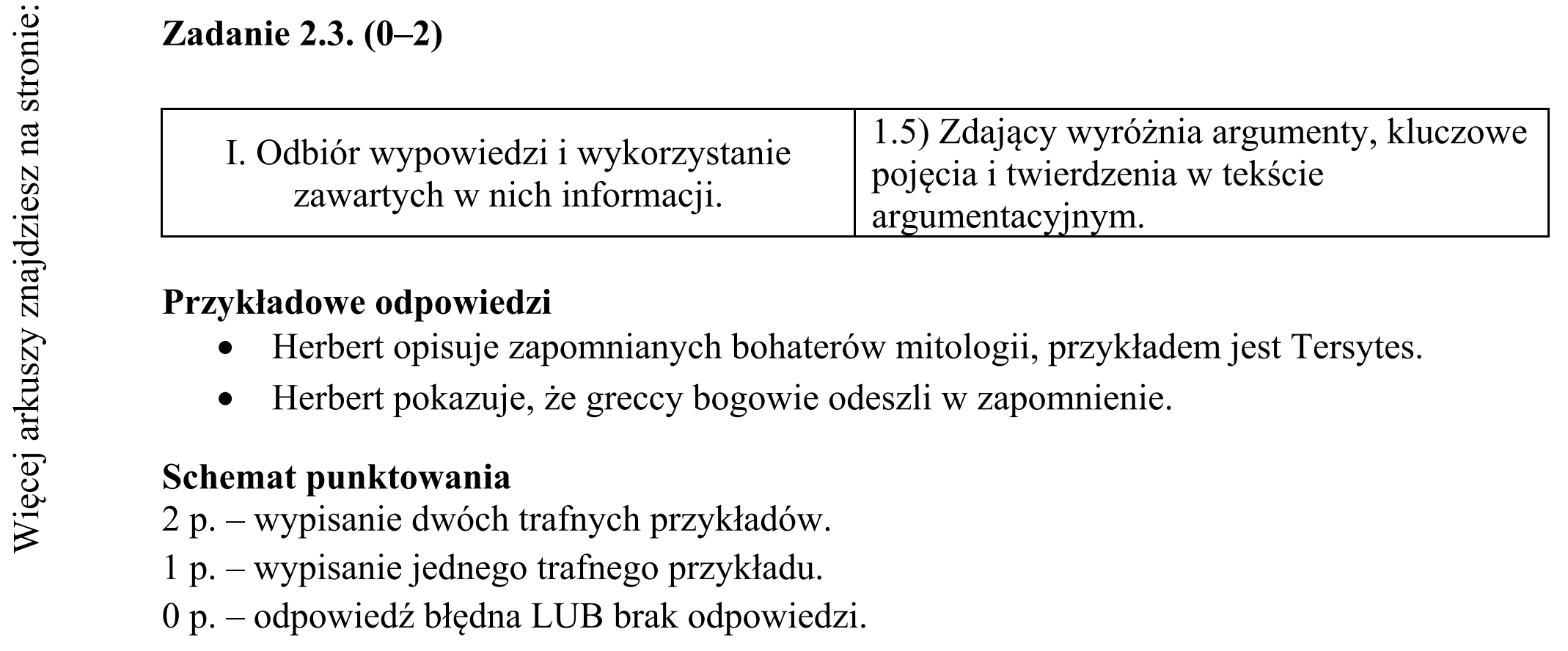 Matura dodatkowa, czerwiec 2015, odpowiedź do zadania 2.3