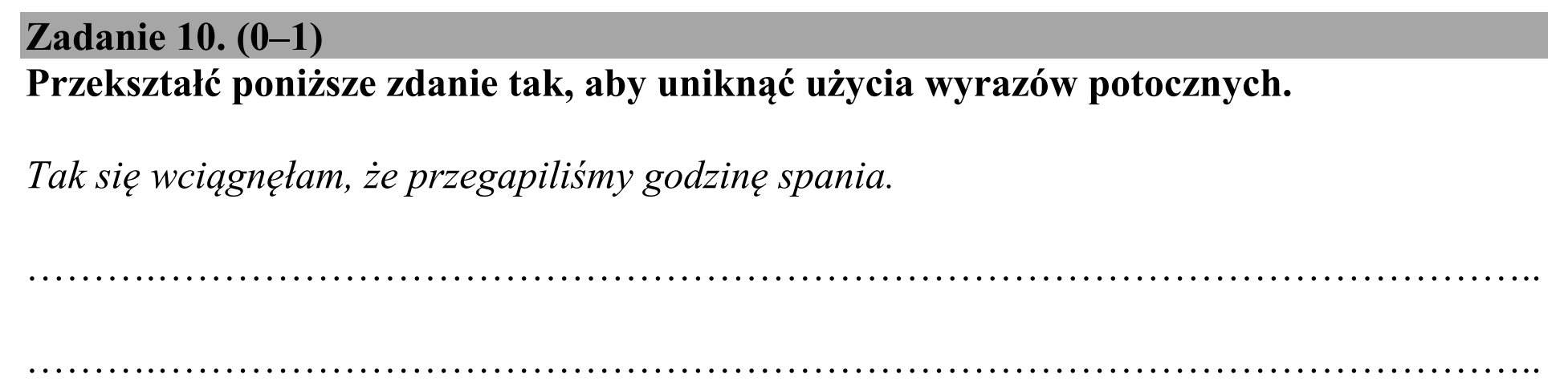 Matura dodatkowa, czerwiec 2018, podgląd zadania 10