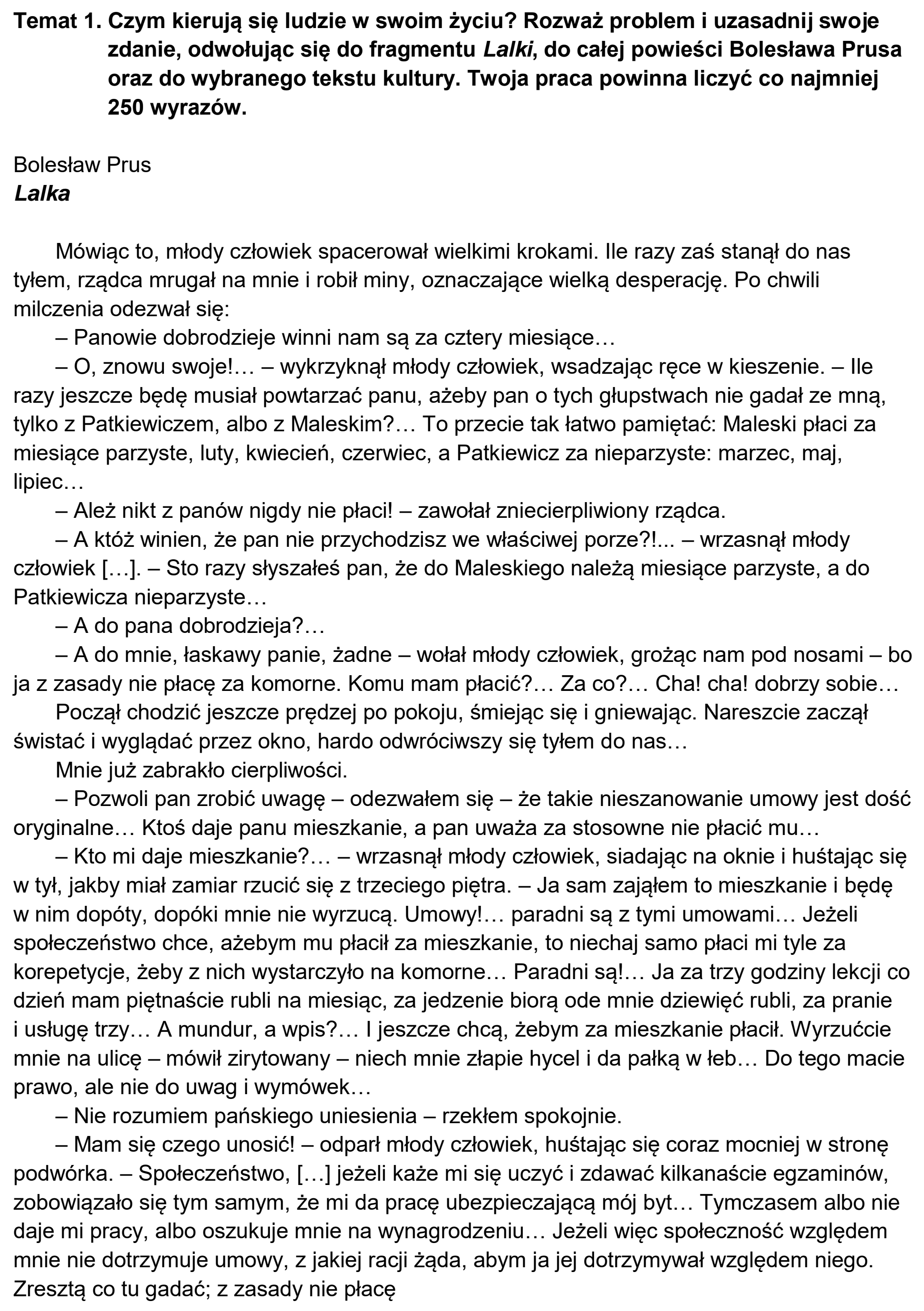 Matura dodatkowa, czerwiec 2025, podgląd zadania 1, fragment 1