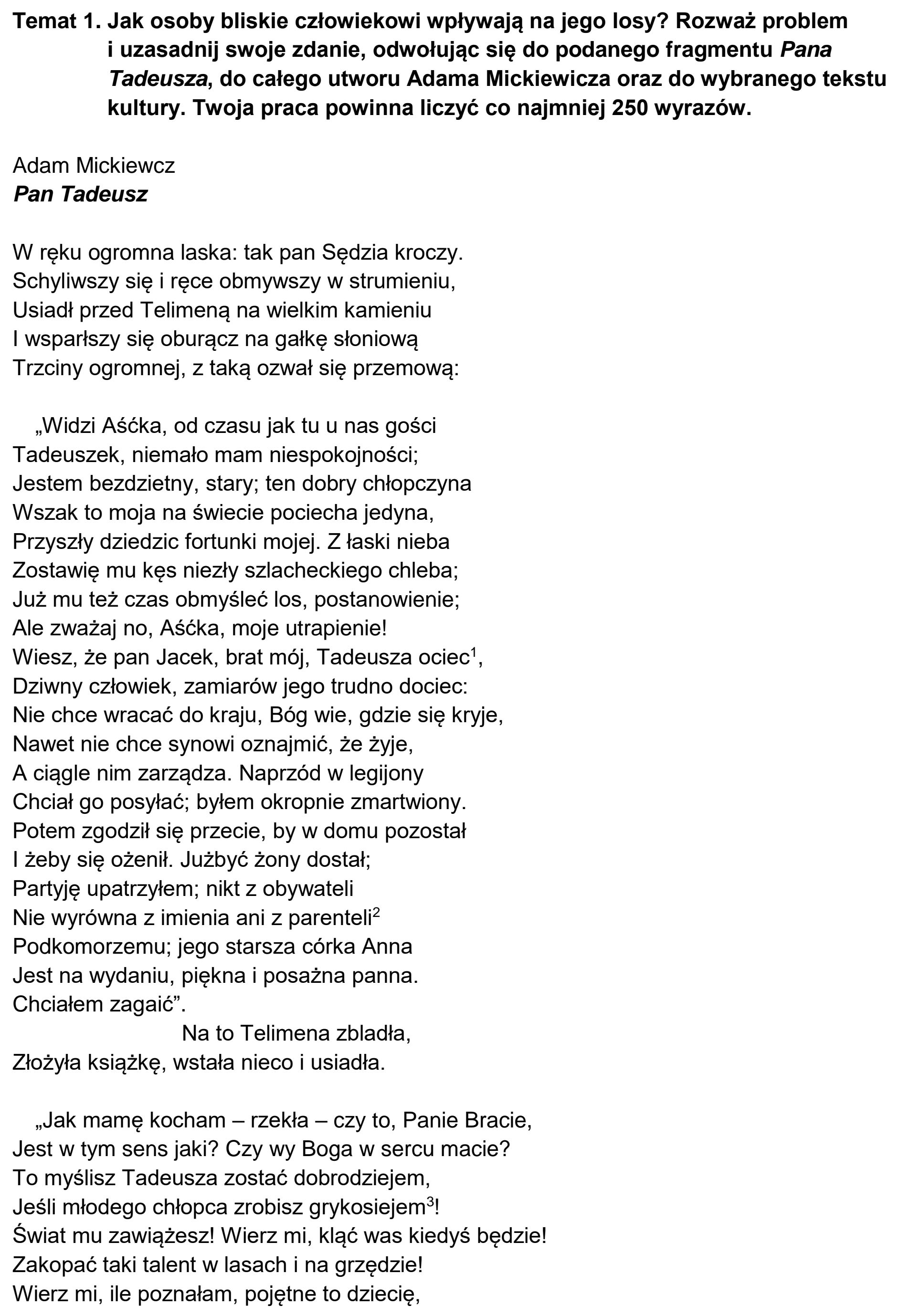 Matura dodatkowa, czerwiec 2026, podgląd zadania 1, fragment 1