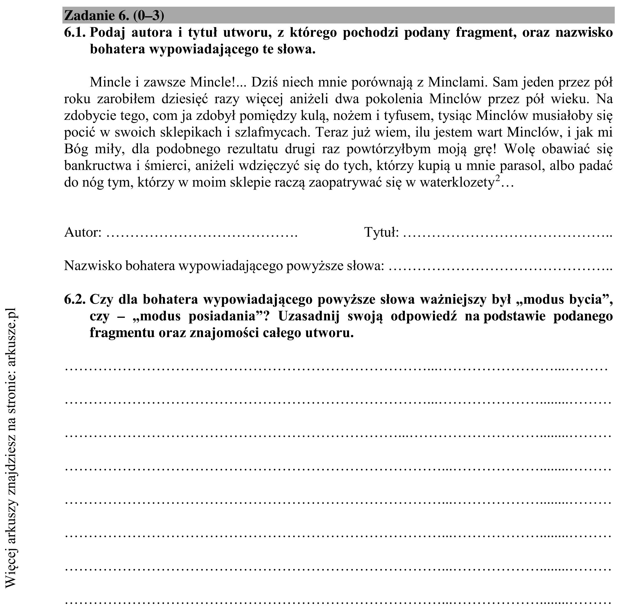 Matura dodatkowa, lipiec 2020, podgląd zadania 6, fragment 1