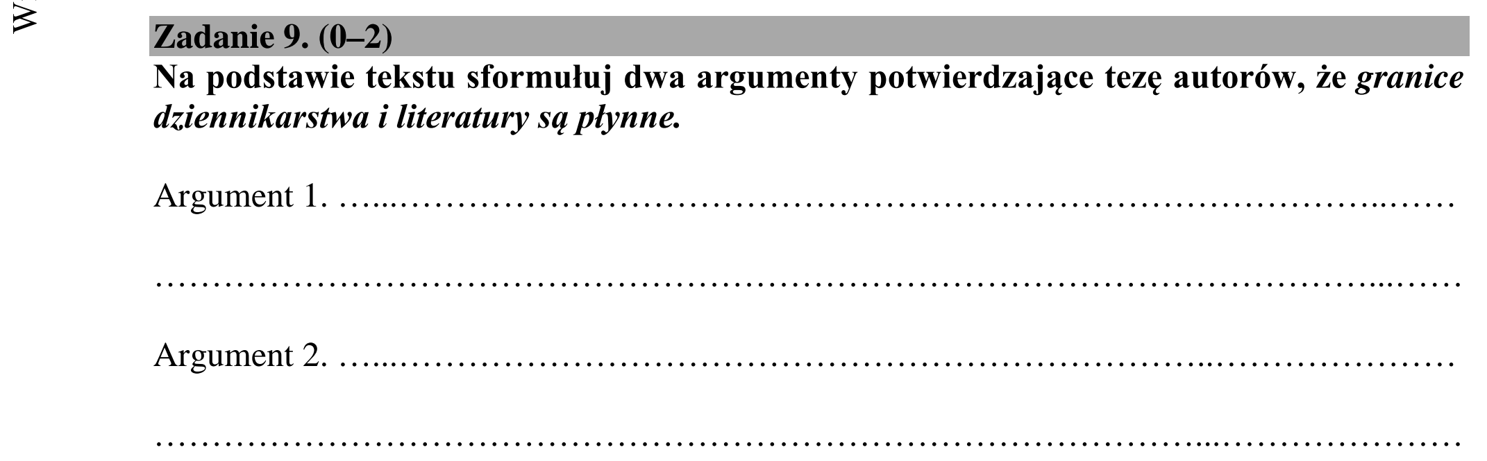 Matura dodatkowa, lipiec 2020, podgląd zadania 9