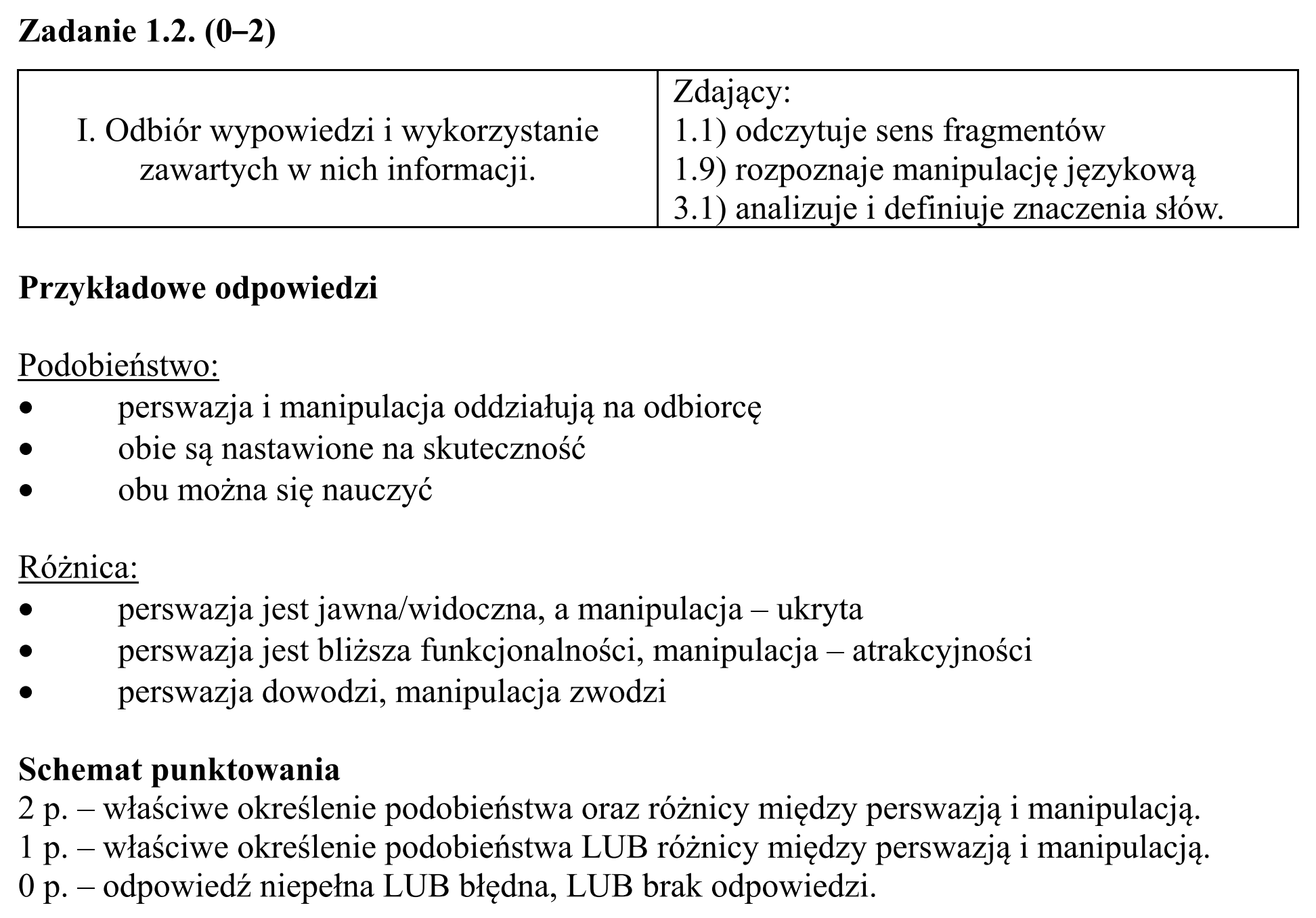 Matura, maj 2015, odpowiedź do zadania 1.2