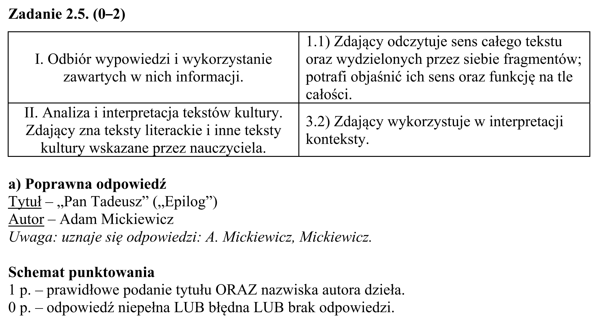 Matura, maj 2015, odpowiedź do zadania 2.5, fragment 1