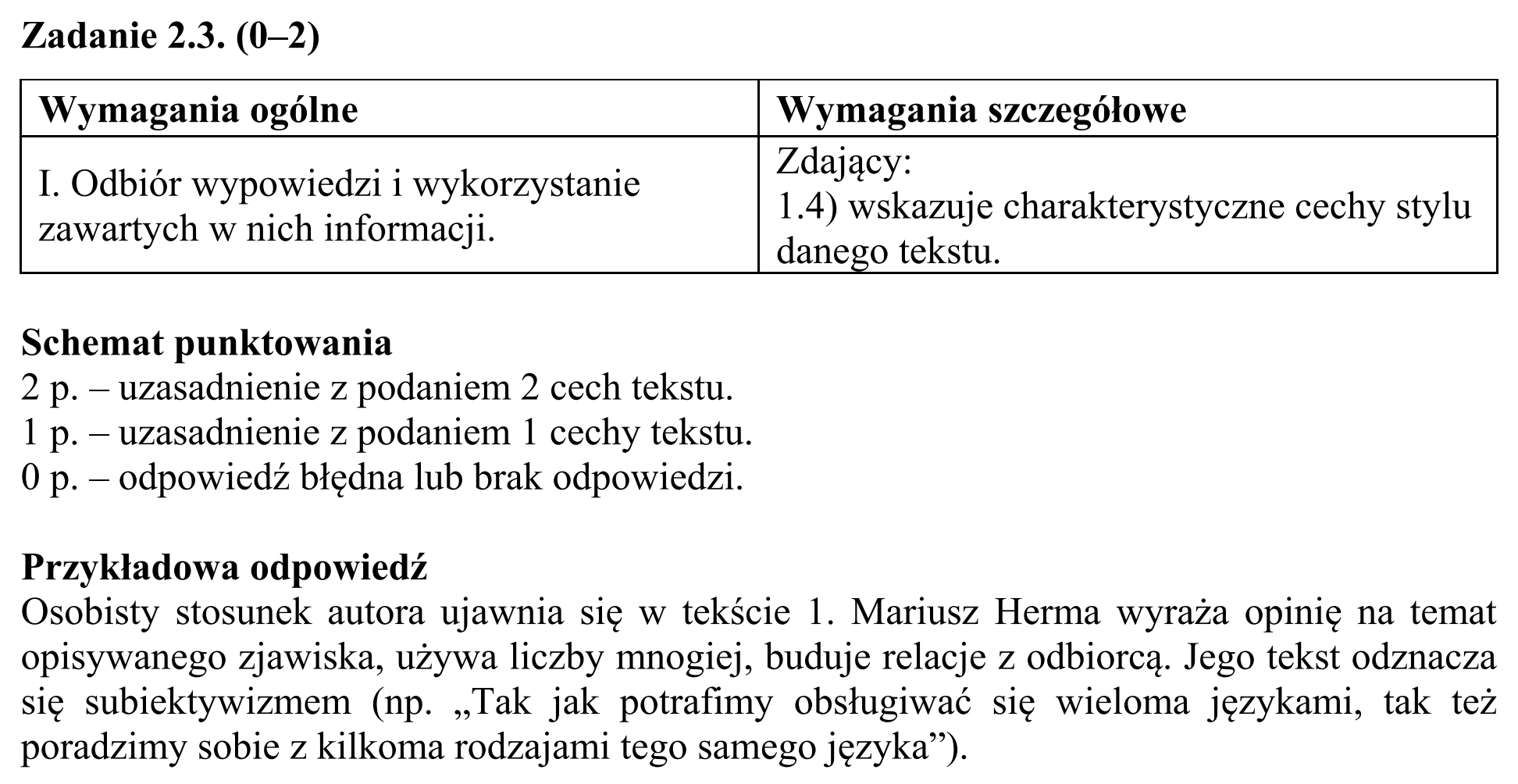 Matura, maj 2016, odpowiedź do zadania 2.3