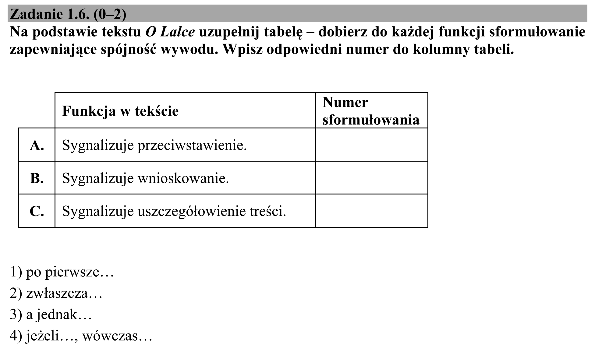 Matura, maj 2016, zadanie 1.6
