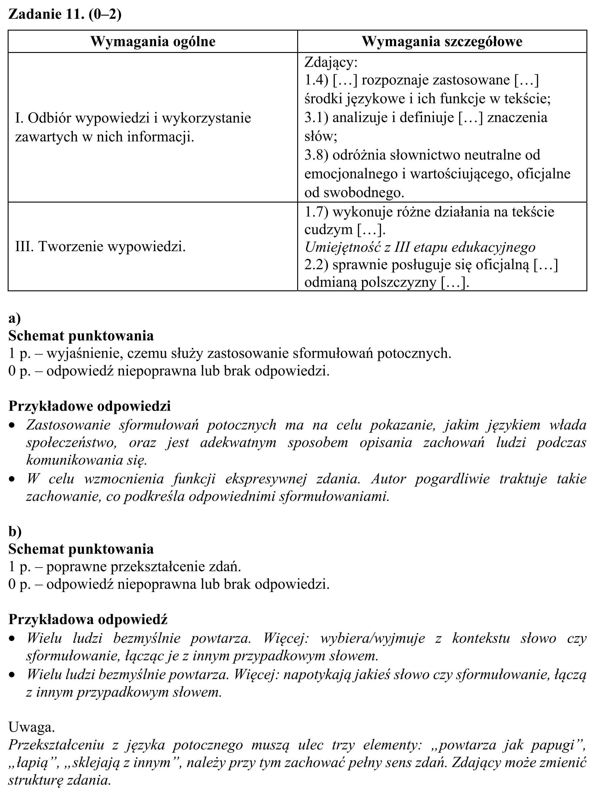 Matura, maj 2018, odpowiedź do zadania 11