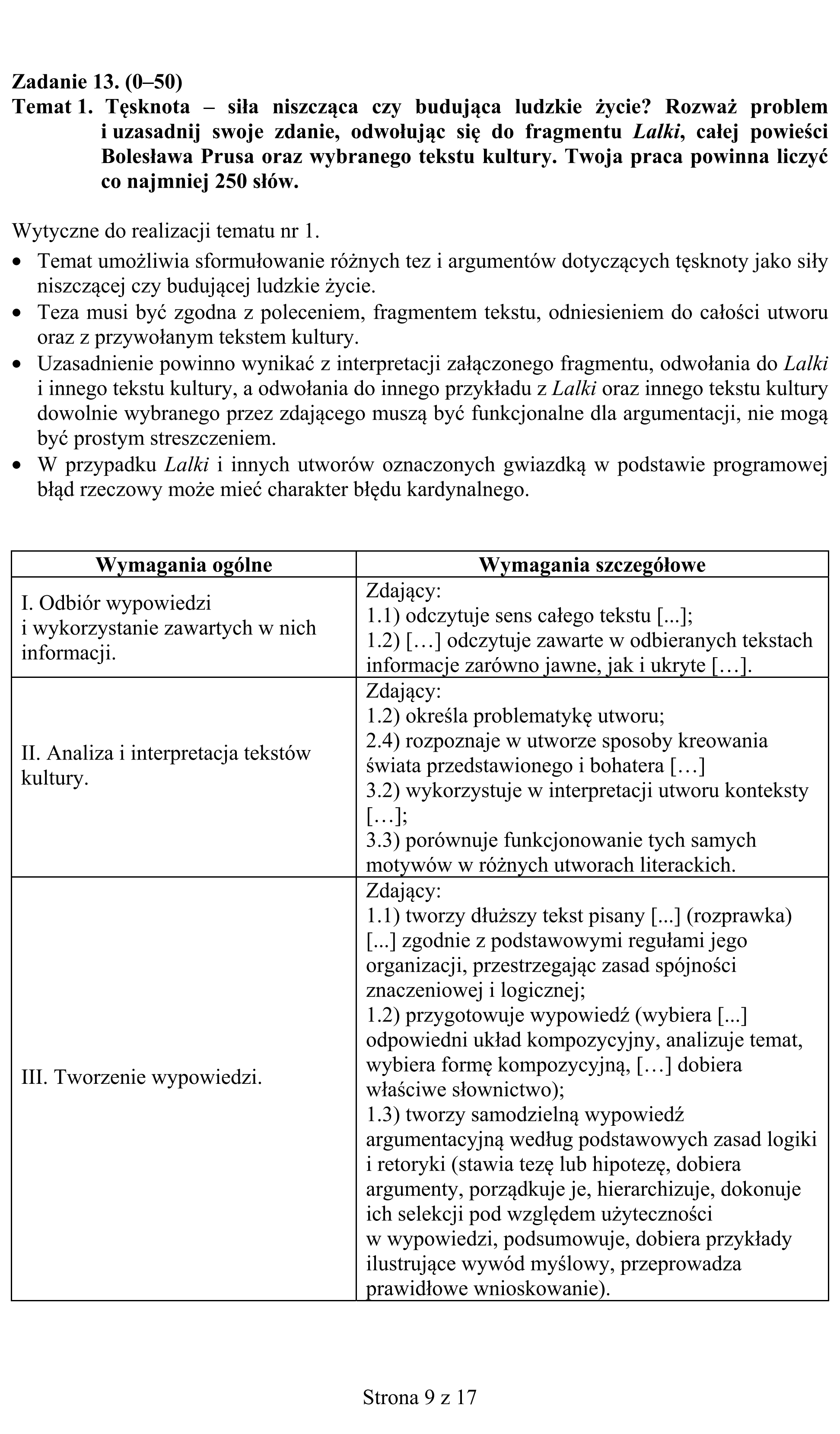 Matura, maj 2018, odpowiedź do zadania 13