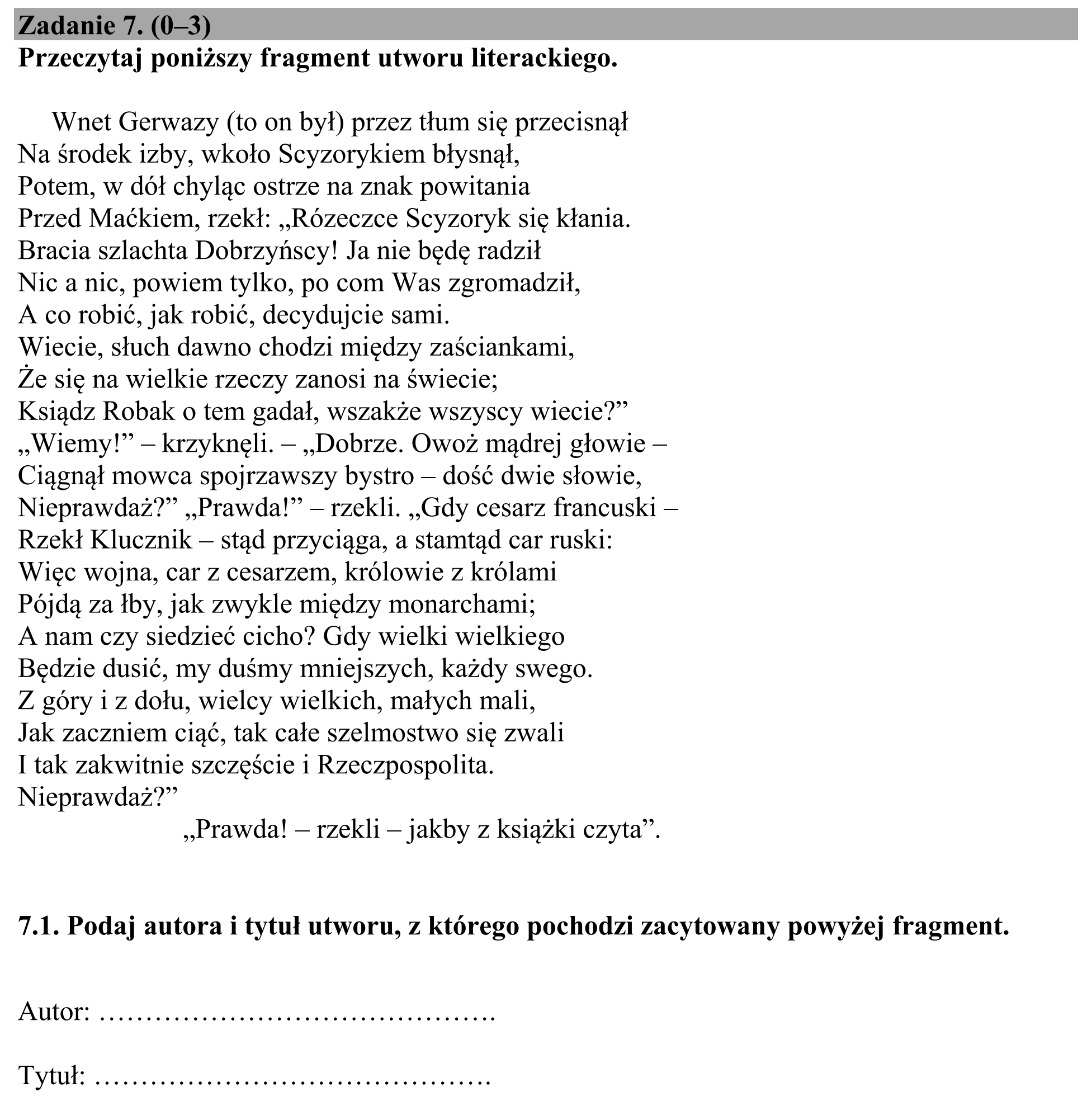 Matura, maj 2020, podgląd zadania 7, fragment 1