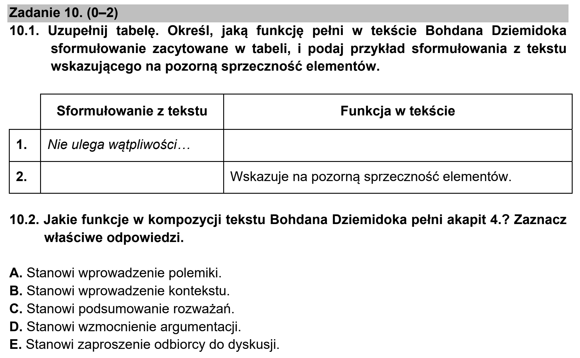 Matura, maj 2021, podgląd zadania 10