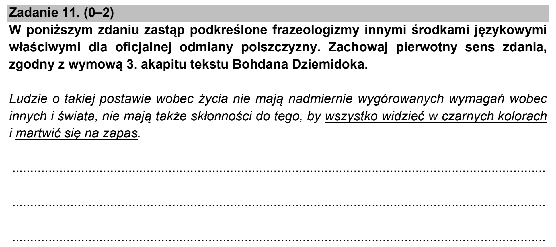 Matura, maj 2021, podgląd zadania 11