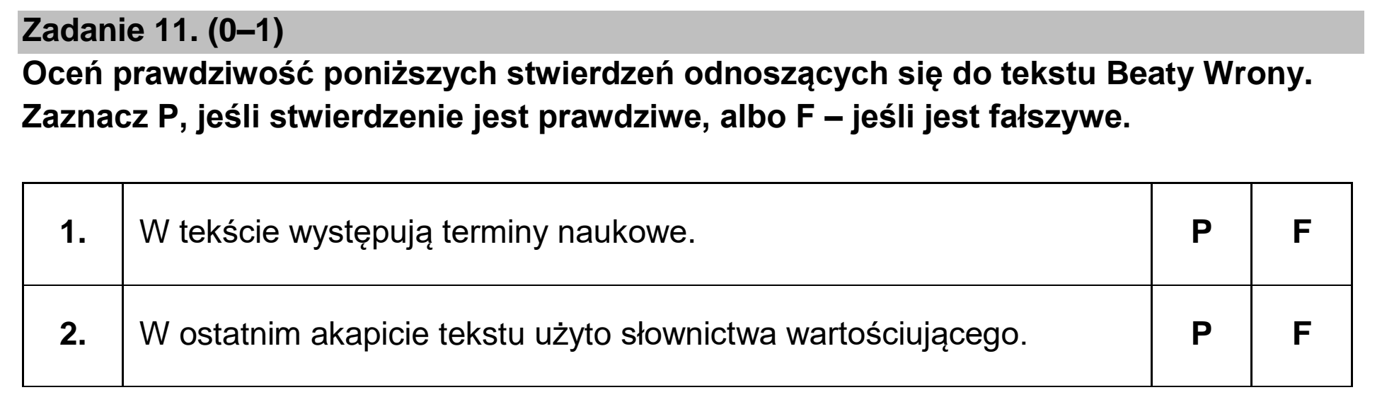 Matura, maj 2025, podgląd zadania 11