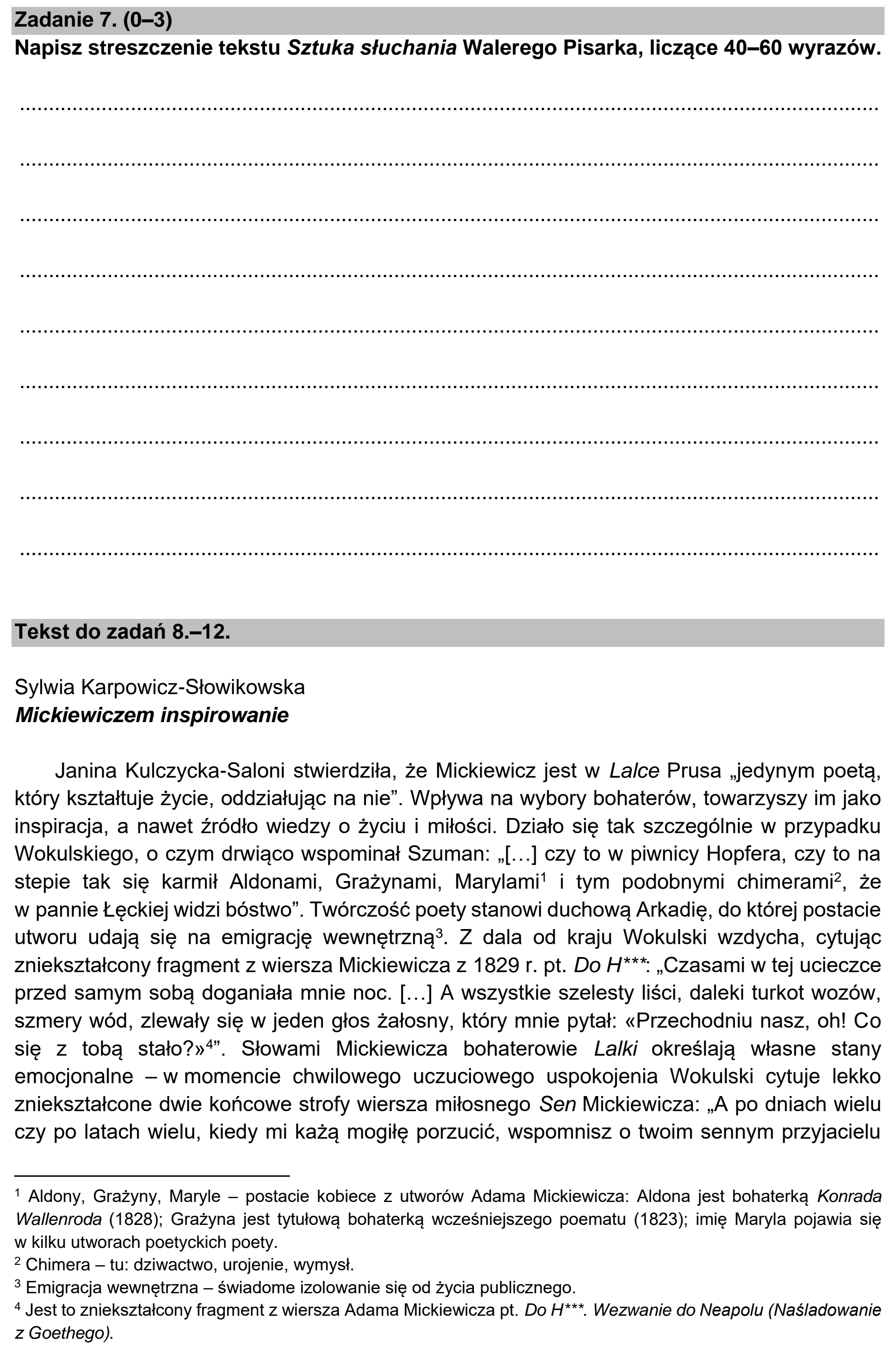 Matura próbna, marzec 2021, podgląd zadania 7, fragment 1