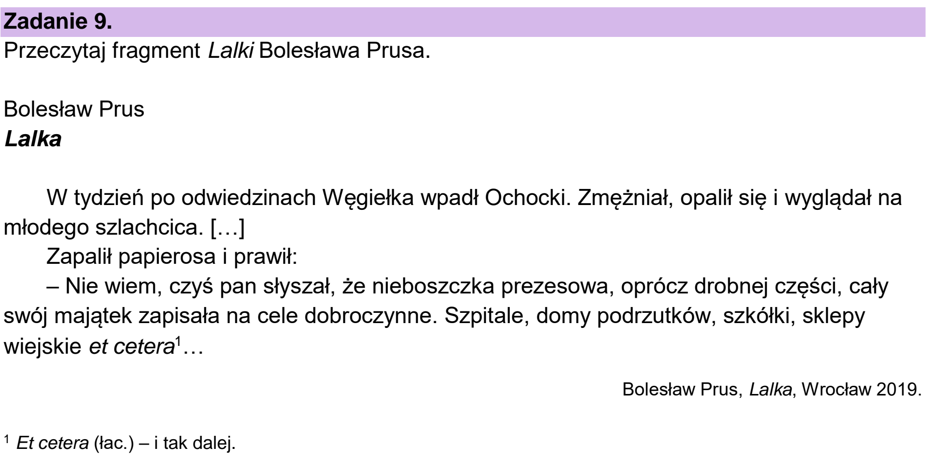 Matura próbna, grudzien 2024, wstęp zadania 9