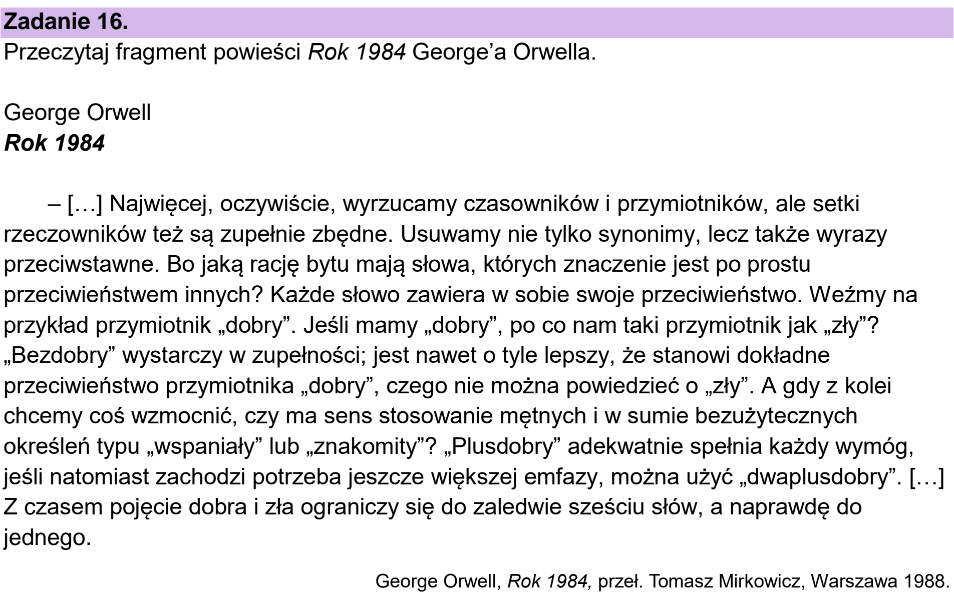 Matura, maj 2023, wstęp zadania 16