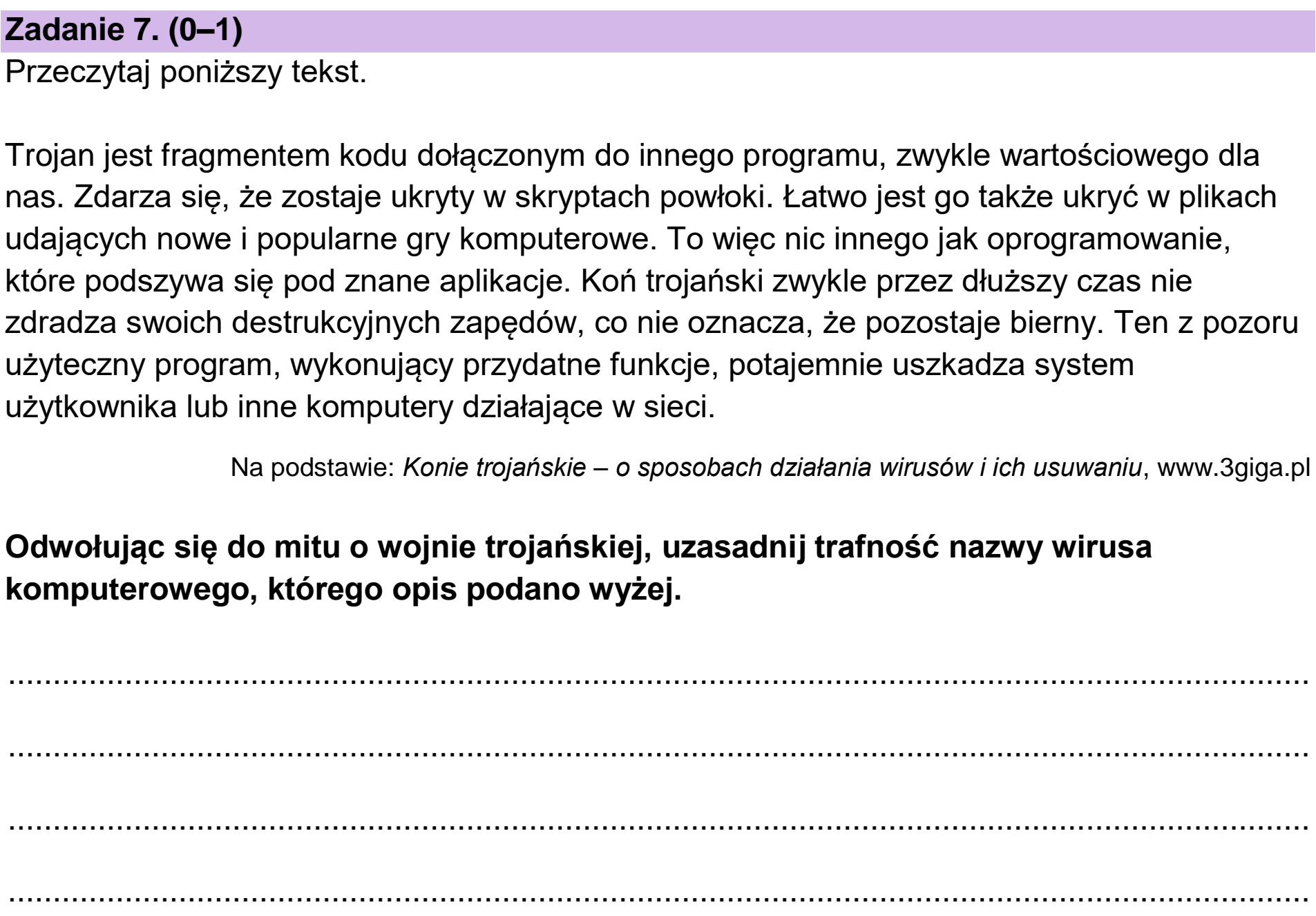 Matura, maj 2023, podgląd zadania 7