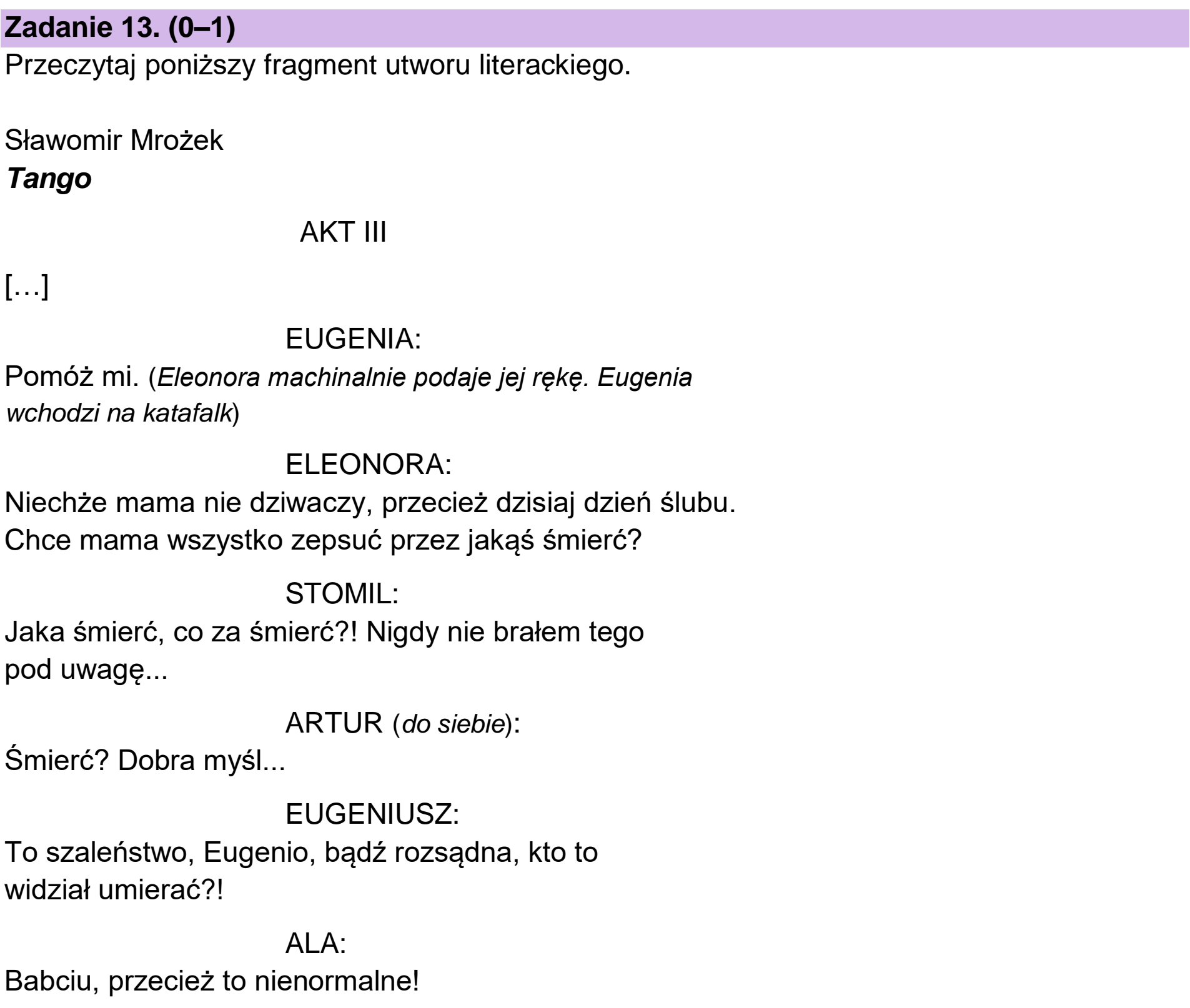 Matura, maj 2025, podgląd zadania 13, fragment 1