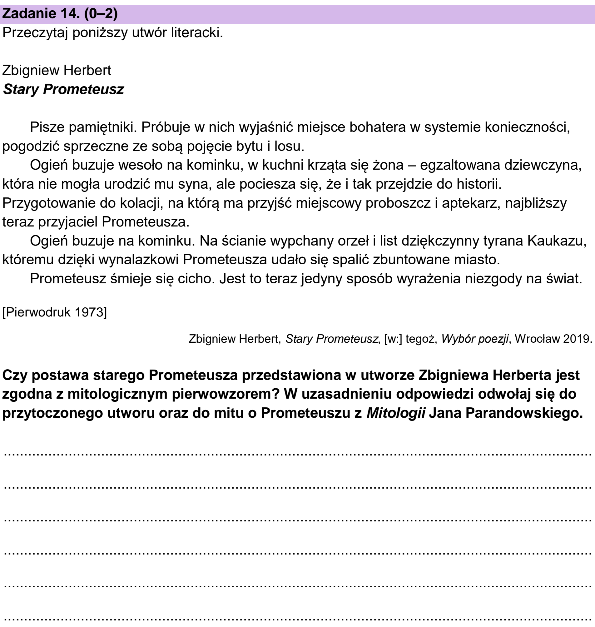 Matura, maj 2025, podgląd zadania 14