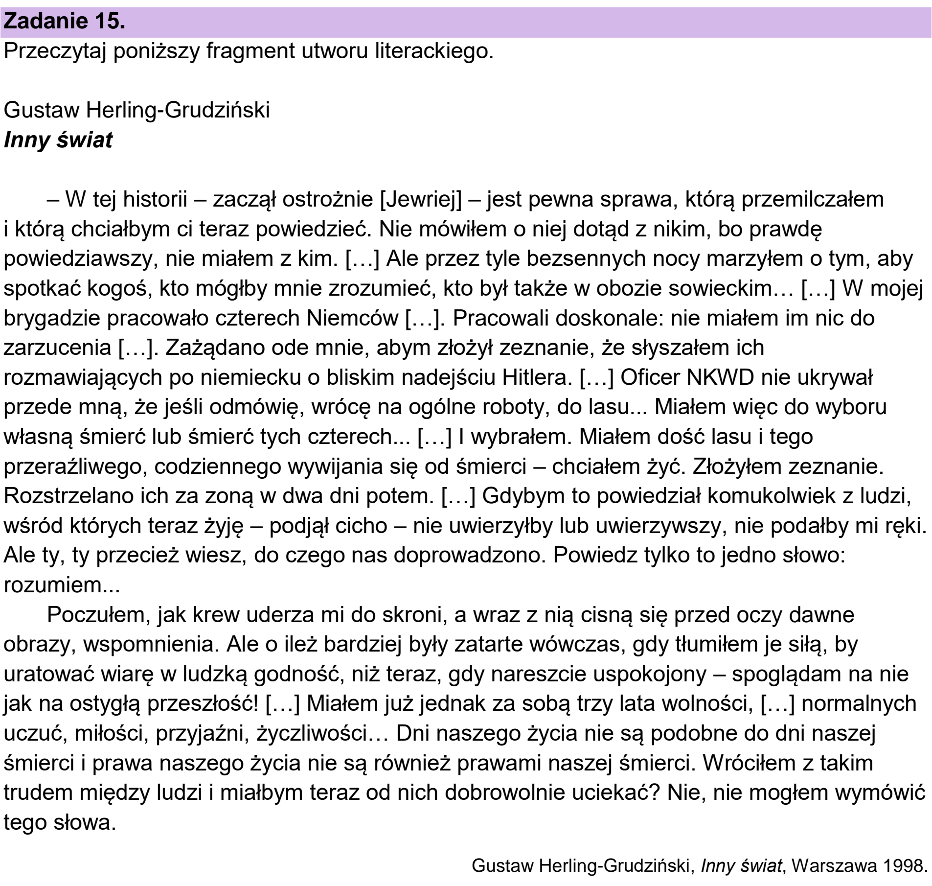 Matura, maj 2026, wstęp zadania 15