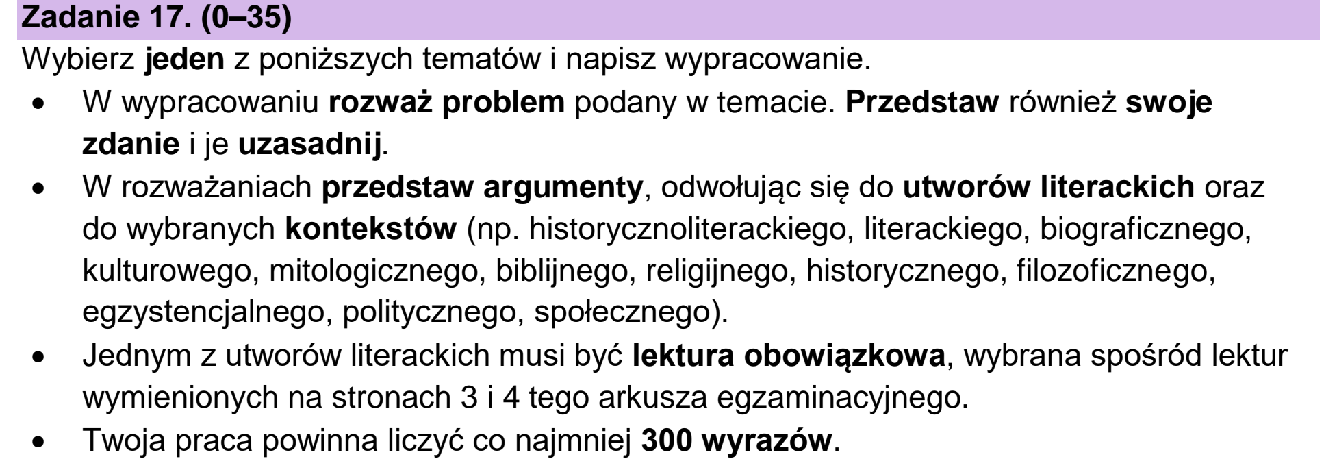 Matura, maj 2026, odpowiedź do zadania 17