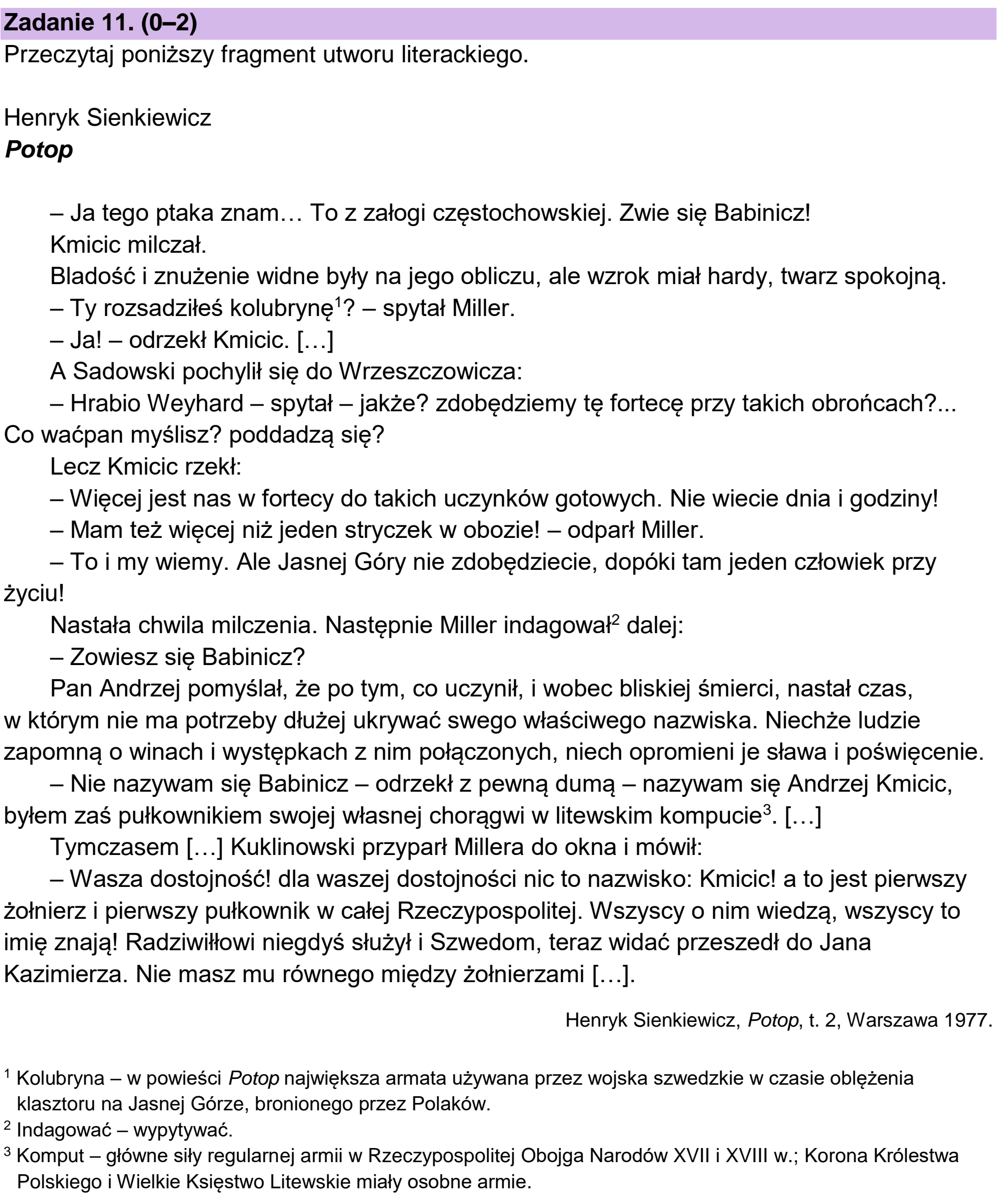 Matura próbna, marzec 2026, podgląd zadania 11, fragment 1