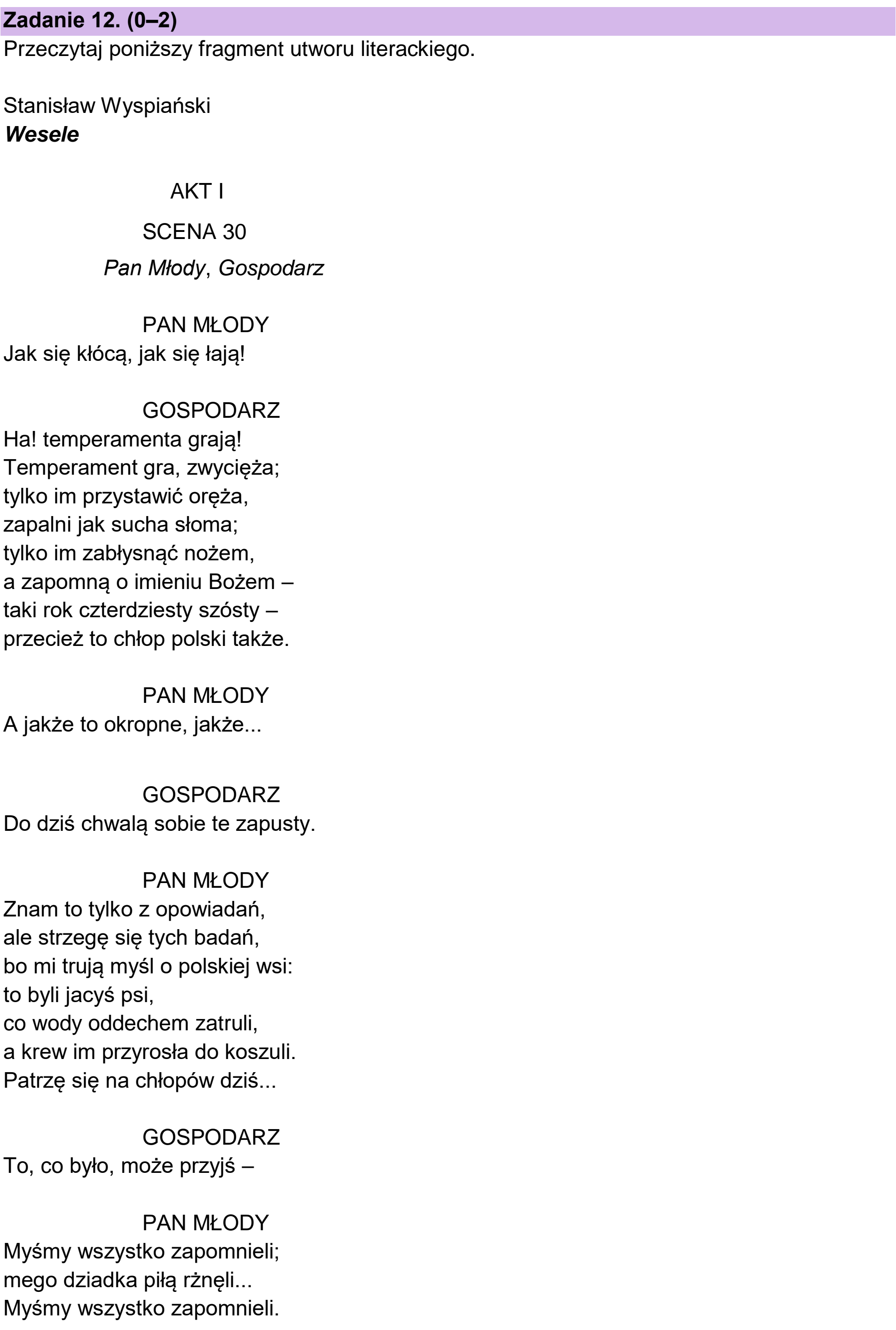 Matura próbna, marzec 2026, podgląd zadania 12, fragment 1