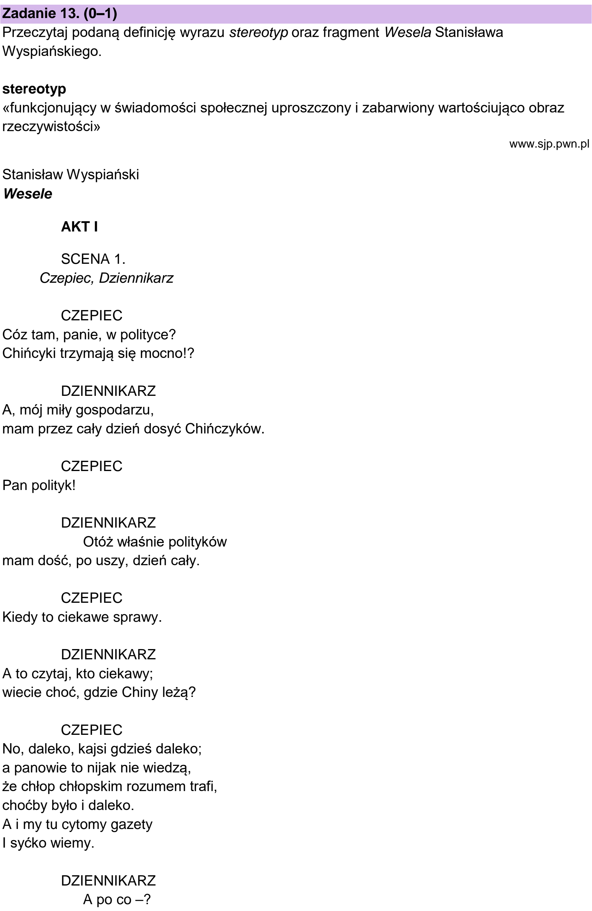 Matura próbna, wrzesien 2022, podgląd zadania 13, fragment 1
