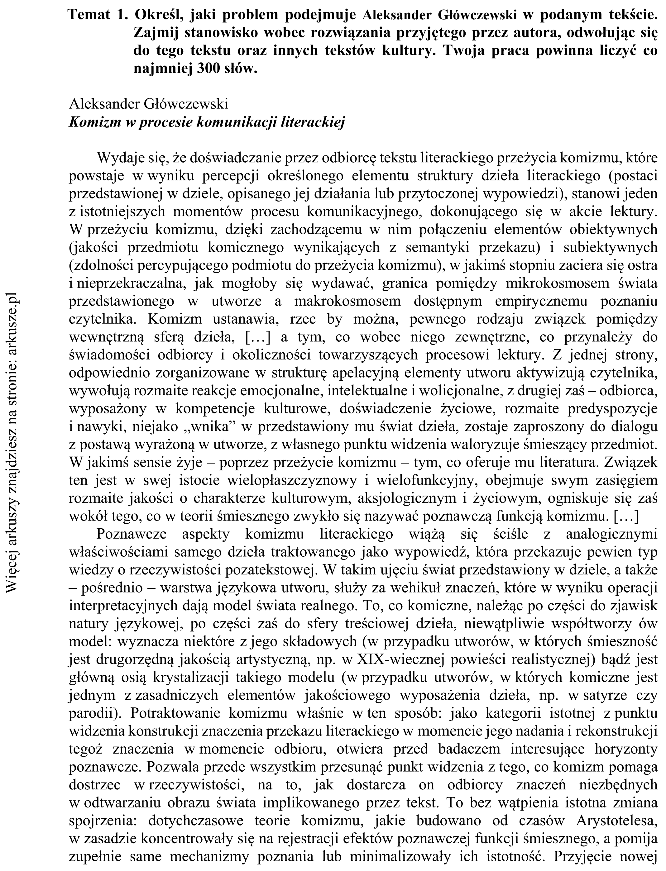 Matura dodatkowa, czerwiec 2019, podgląd zadania 1, fragment 1