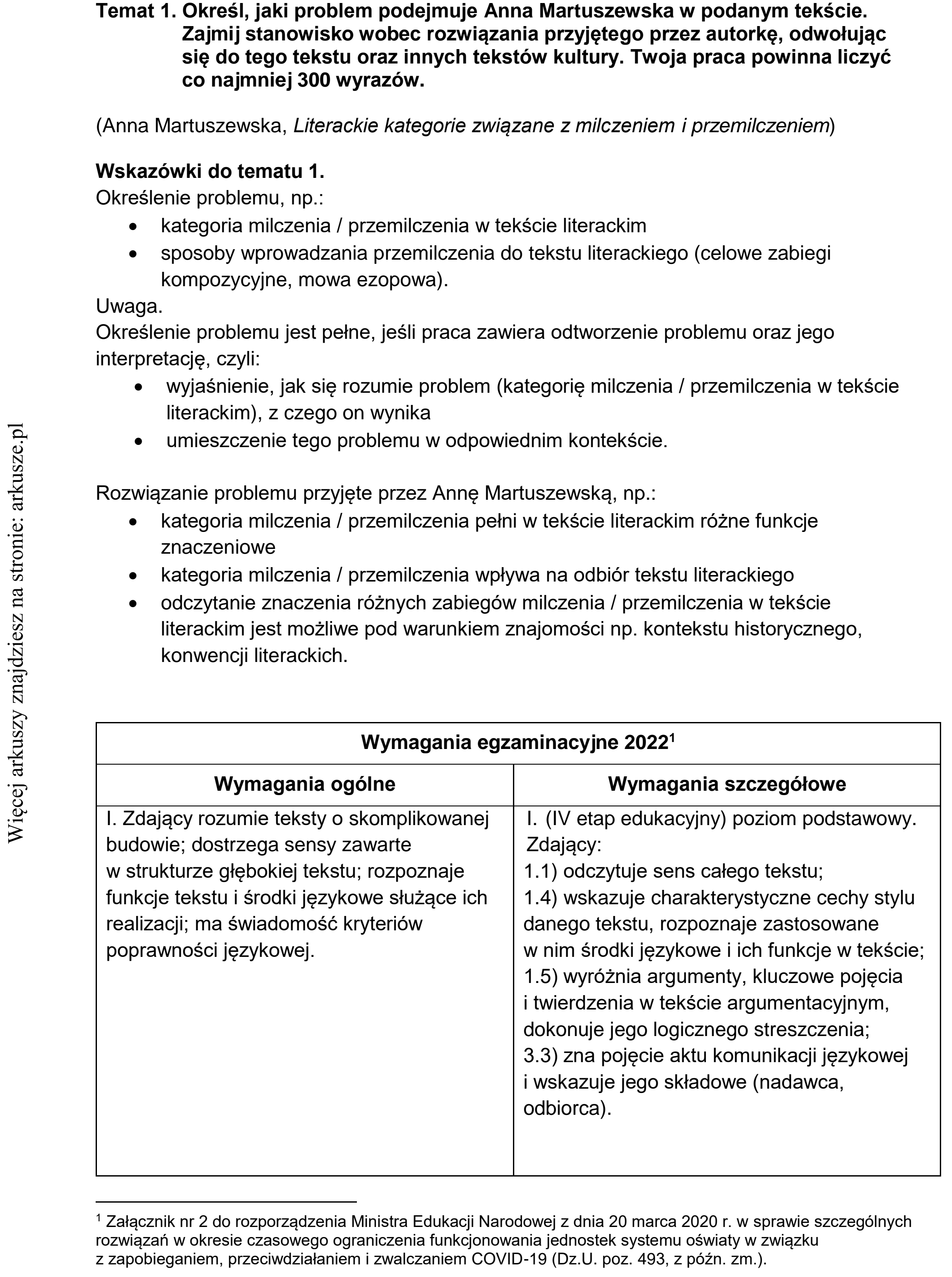 Matura dodatkowa, czerwiec 2022, odpowiedź do zadania 1, fragment 1