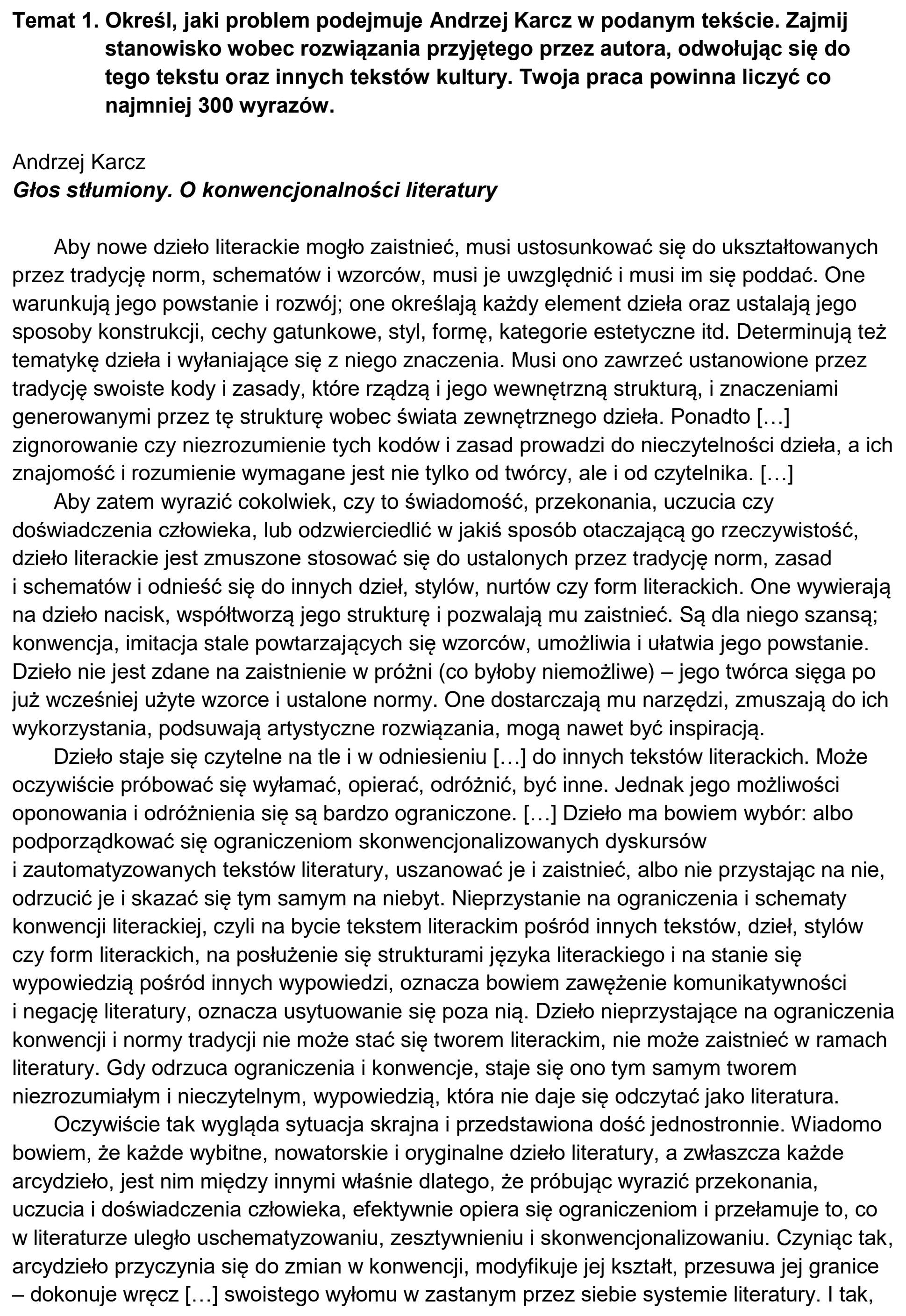 Matura dodatkowa, czerwiec 2023, podgląd zadania 1, fragment 1