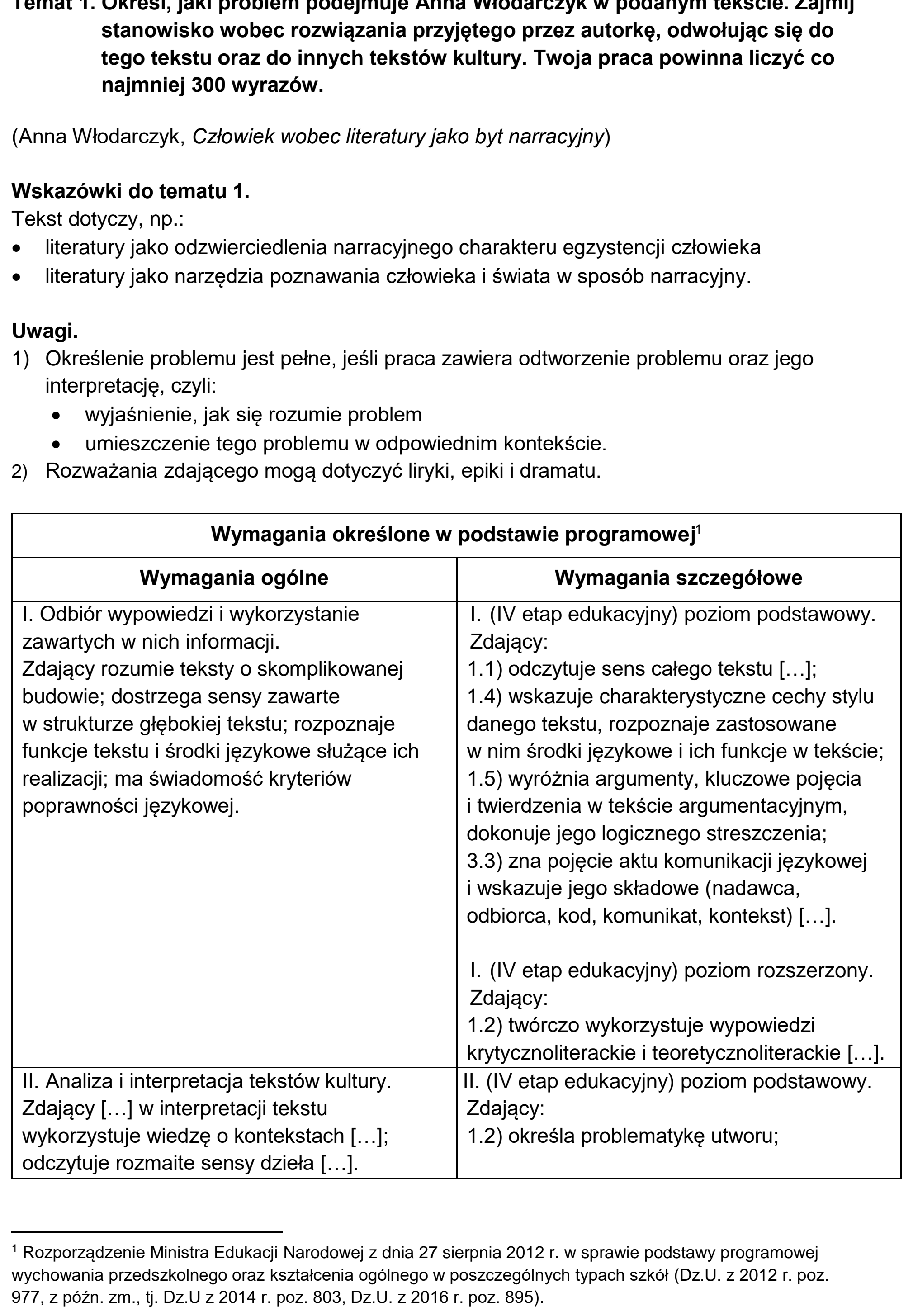 Matura dodatkowa, czerwiec 2026, odpowiedź do zadania 1