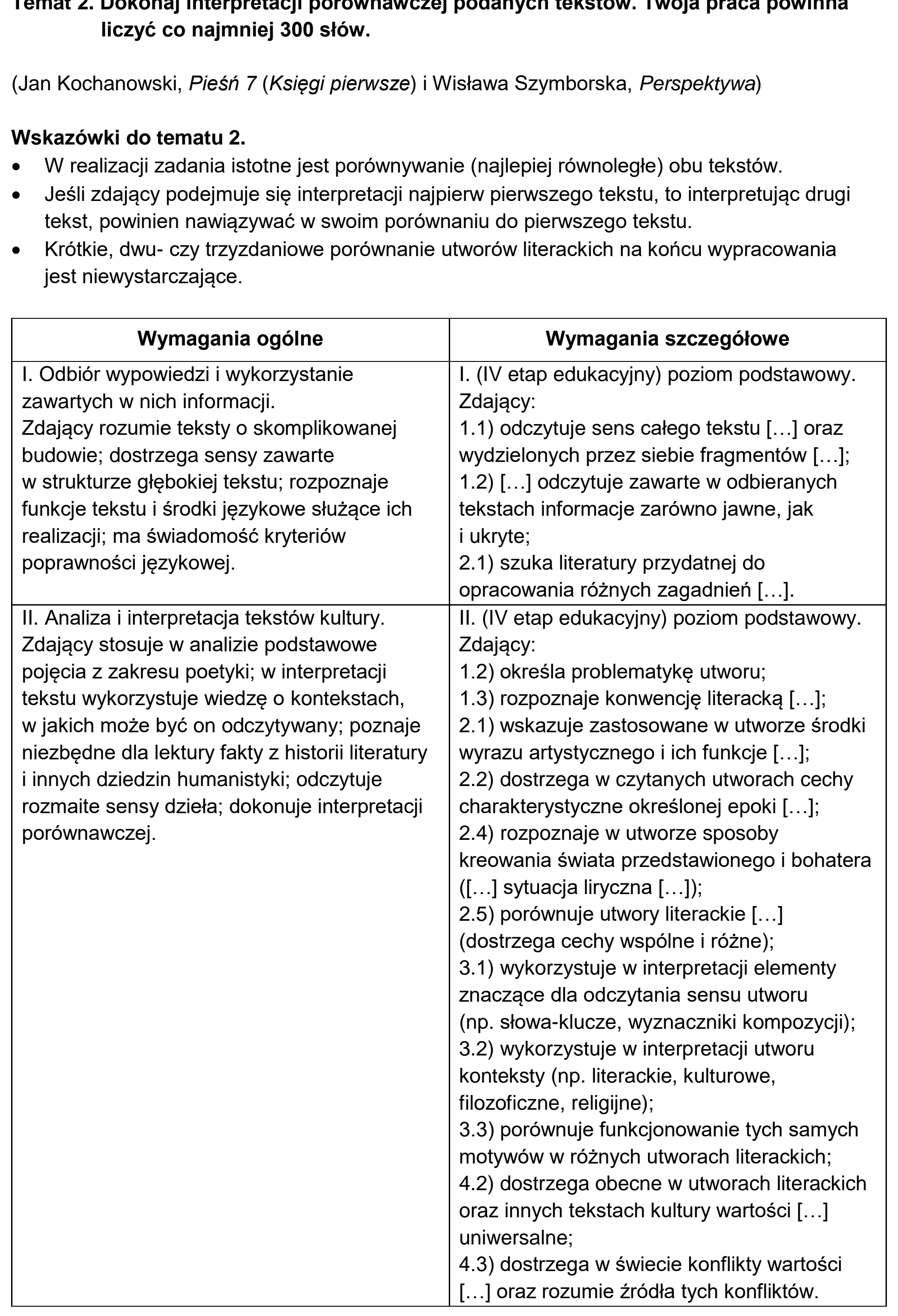 Matura dodatkowa, czerwiec 2026, odpowiedź do zadania 2, fragment 1