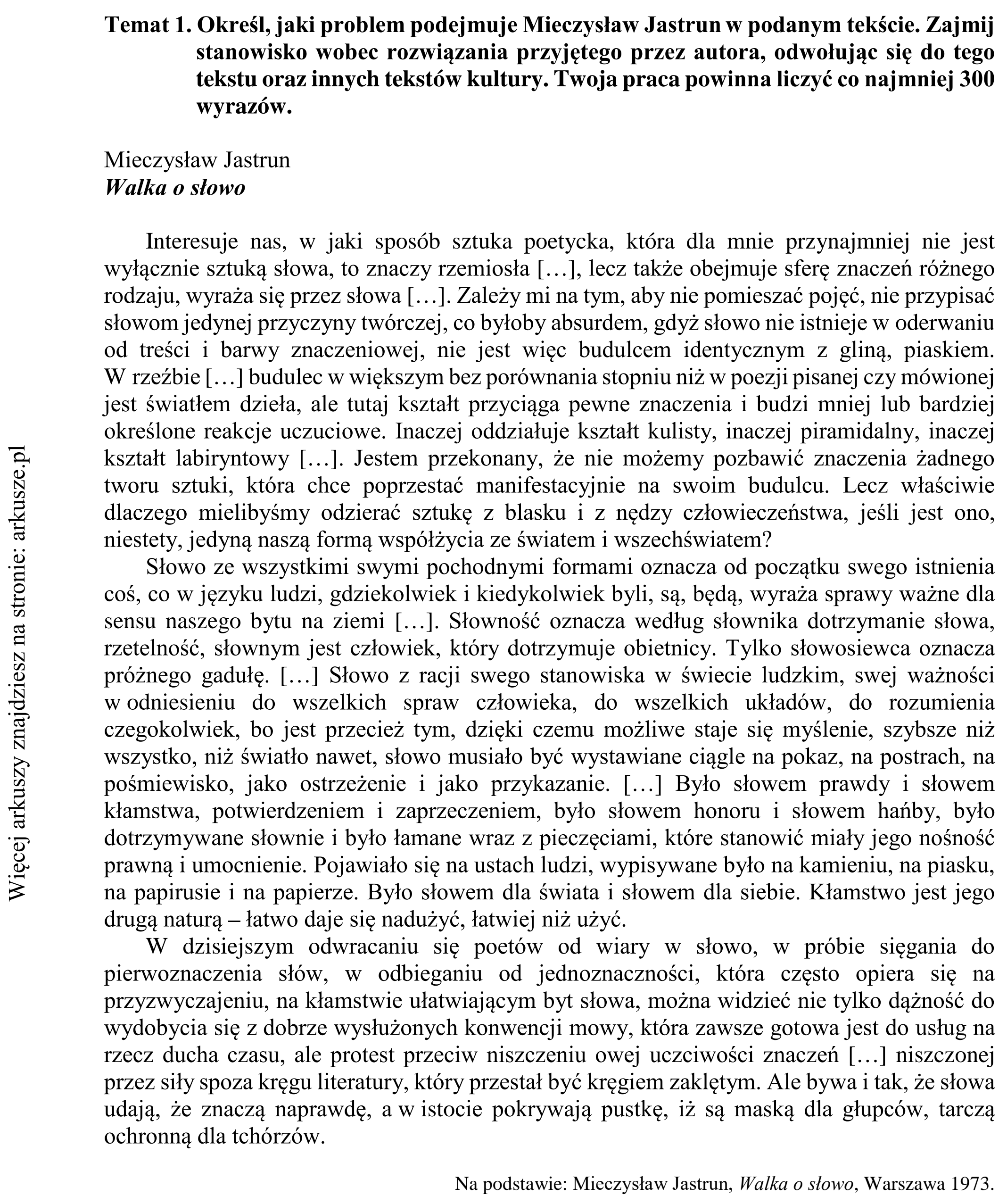 Matura dodatkowa, lipiec 2020, podgląd zadania 1