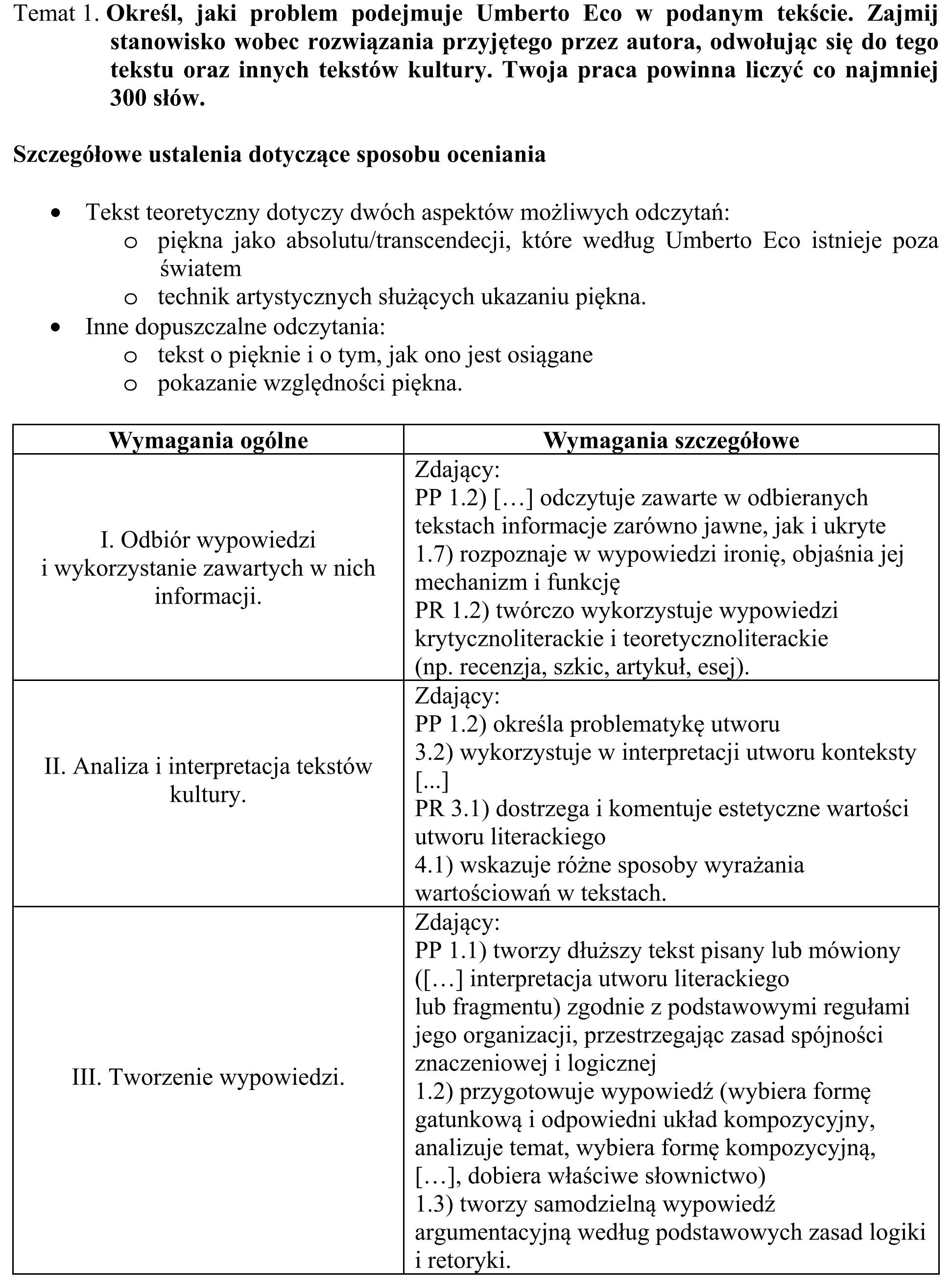 Matura, maj 2015, odpowiedź do zadania 1, fragment 1