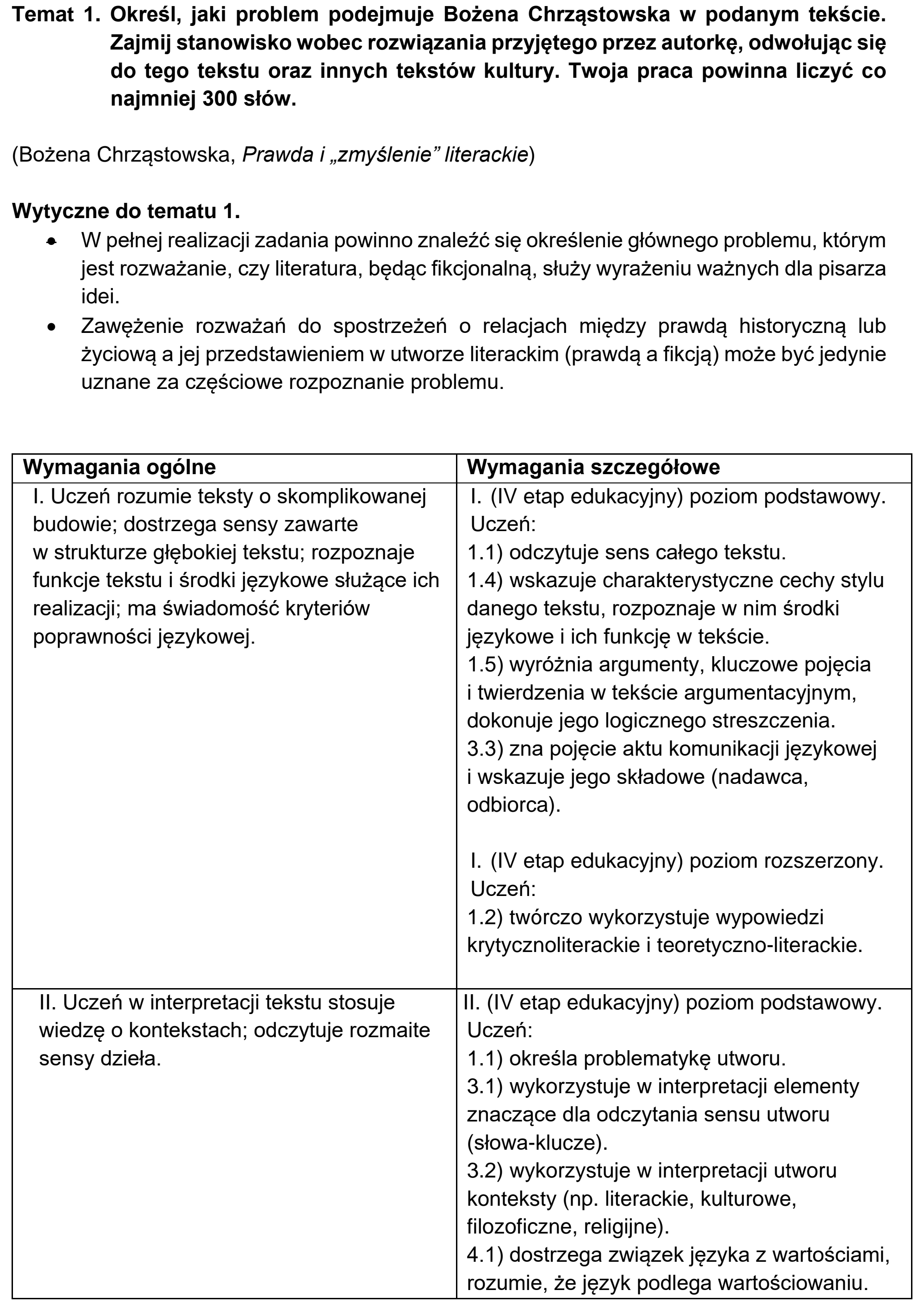 Matura, maj 2020, odpowiedź do zadania 1