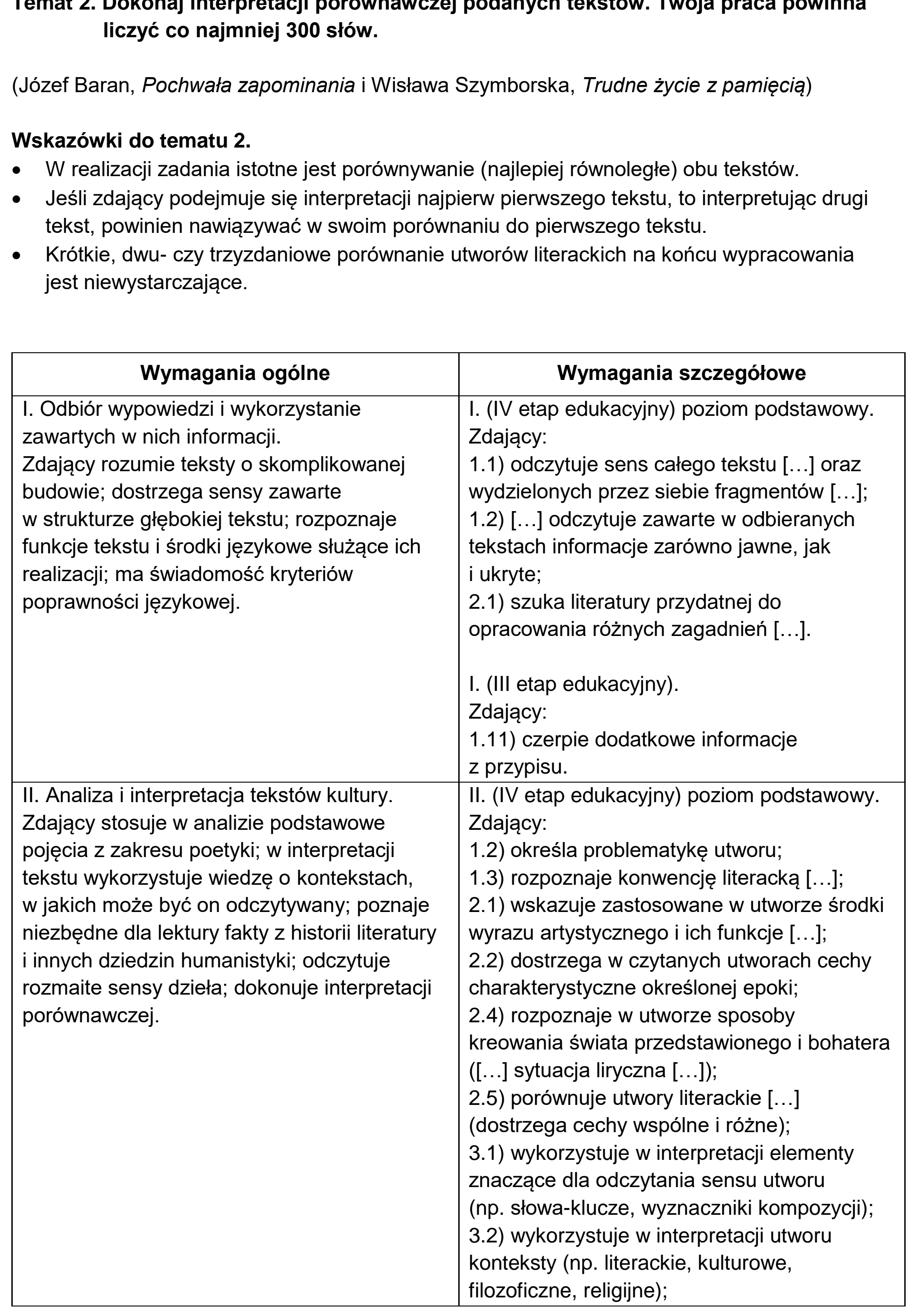Matura, maj 2025, odpowiedź do zadania 2, fragment 1