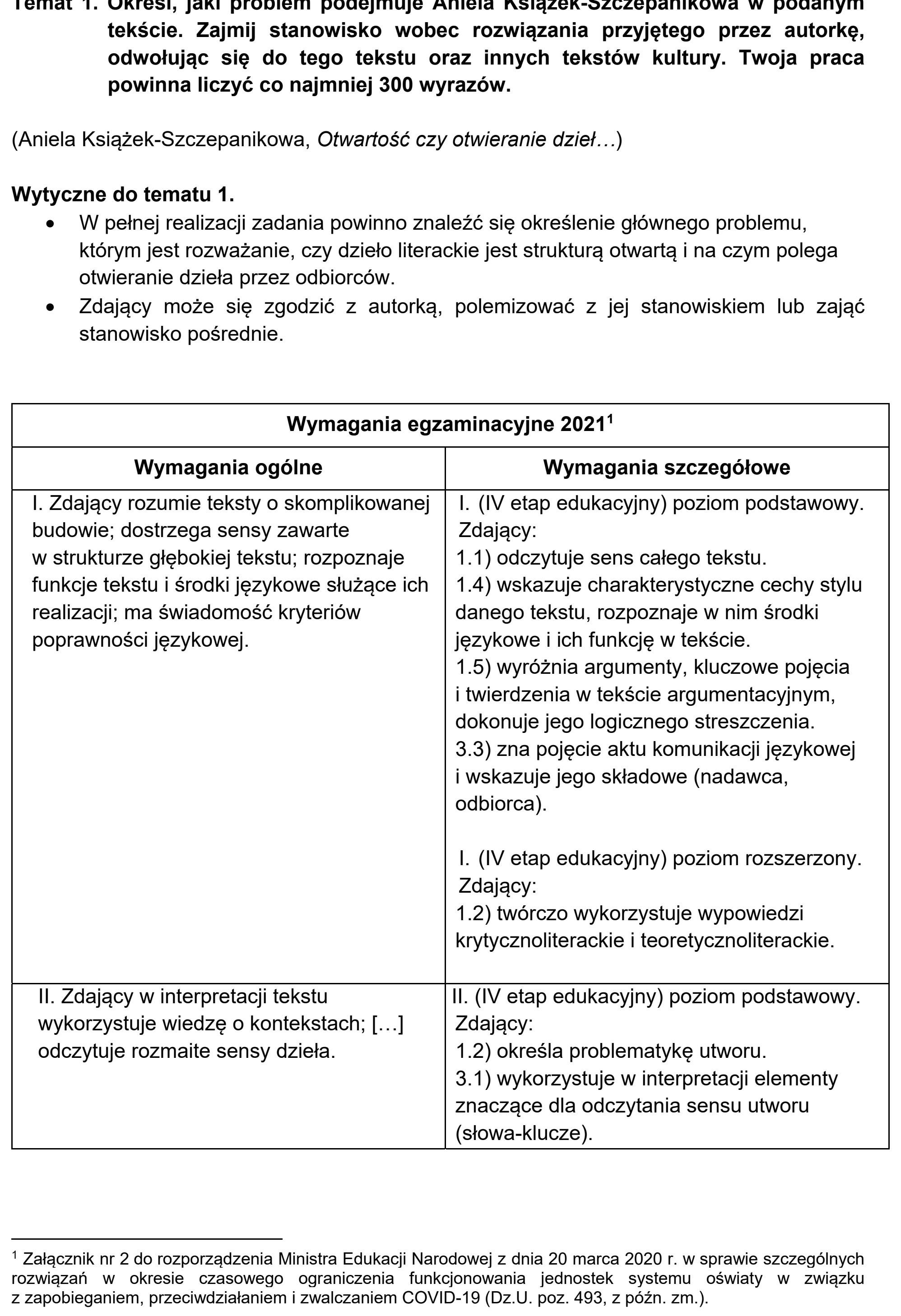 Matura próbna, marzec 2021, odpowiedź do zadania 1