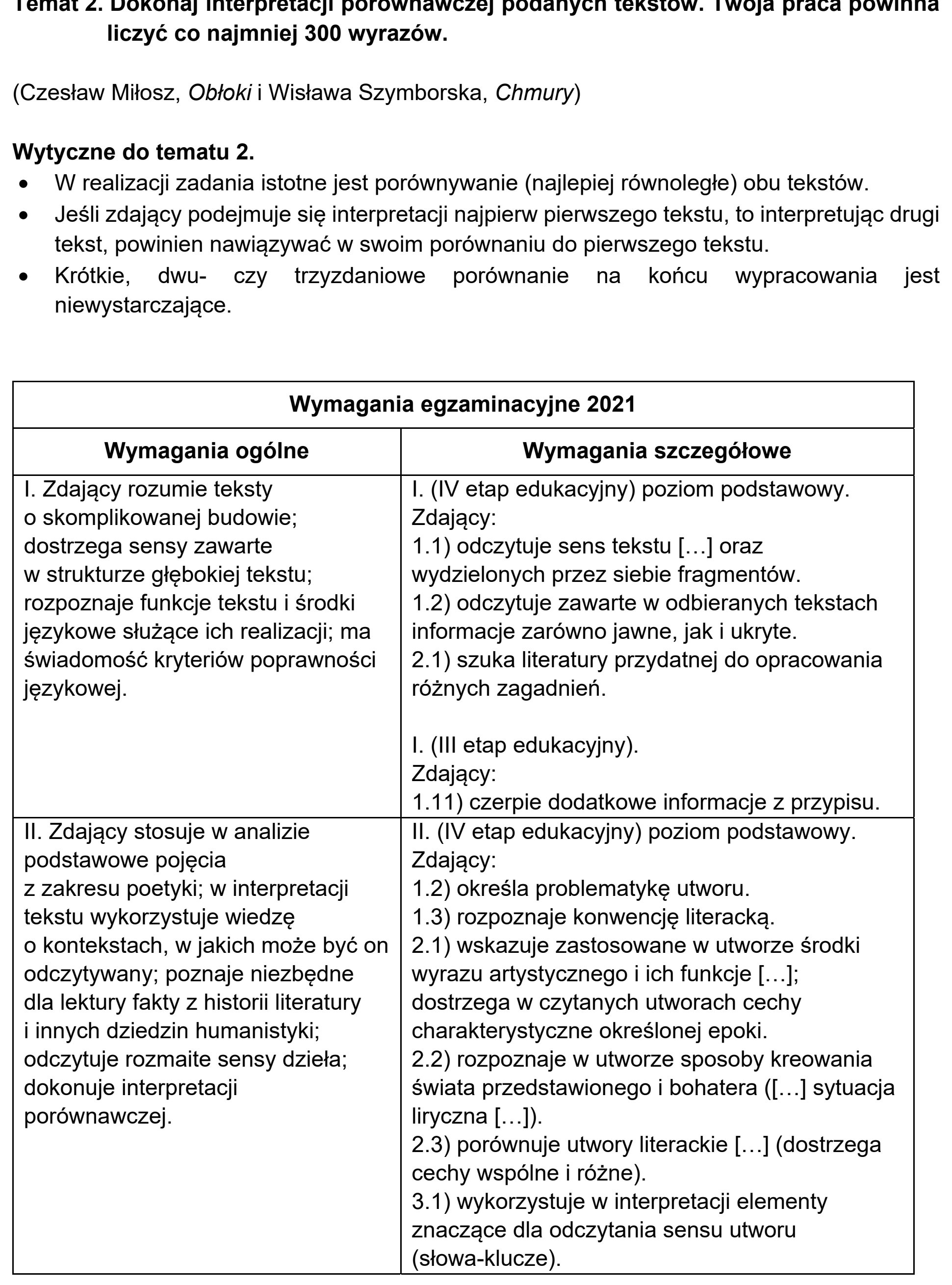 Matura próbna, marzec 2021, odpowiedź do zadania 2, fragment 1
