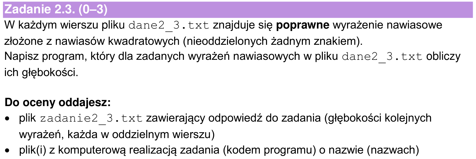 Informator maturalny 2024, zadanie 2.3
