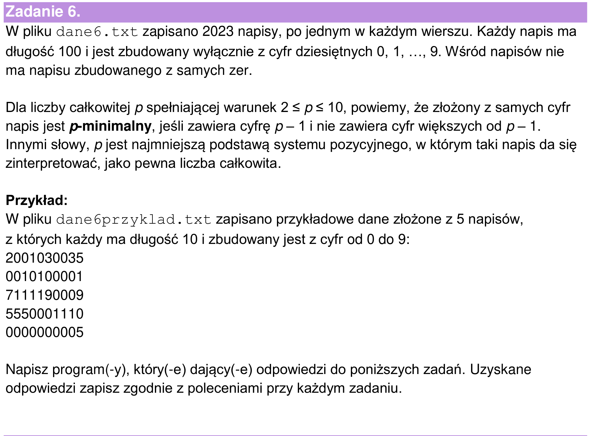 Informator maturalny 2024, wstęp zadania 6