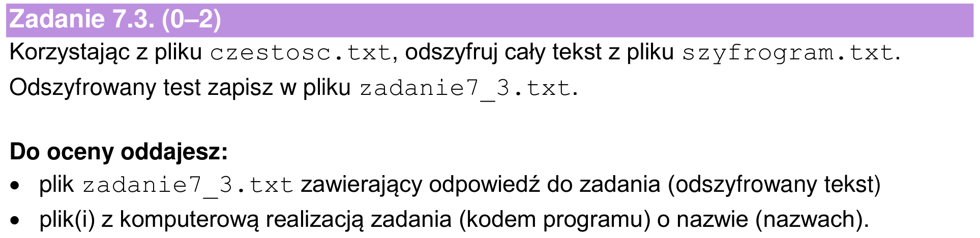 Informator maturalny 2024, zadanie 7.3