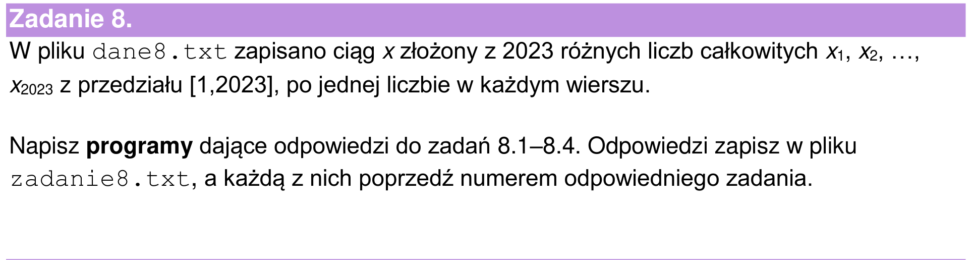 Informator maturalny 2024, wstęp zadania 8