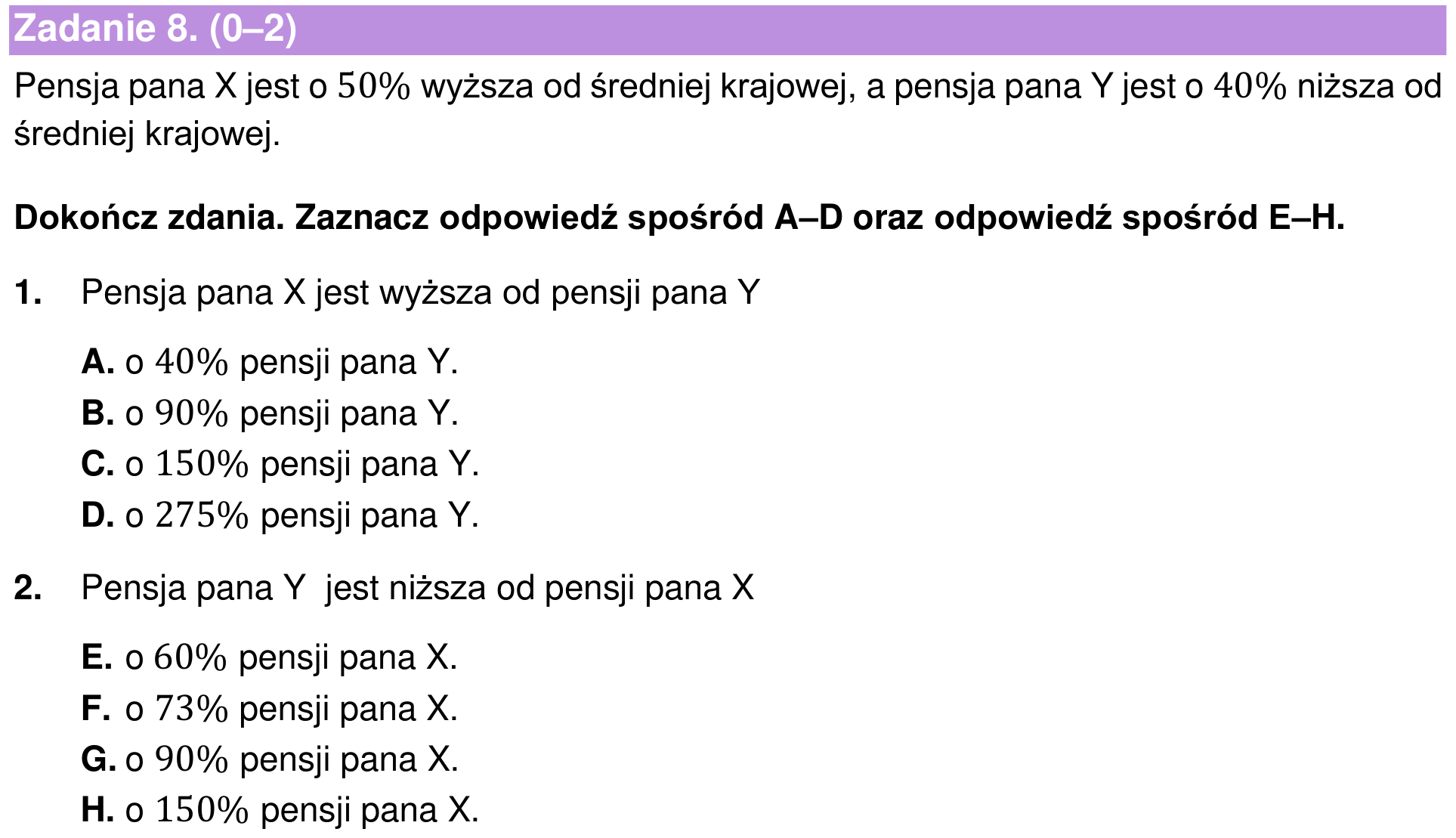Informator maturalny 2022 – podstawa, podgląd zadania 8